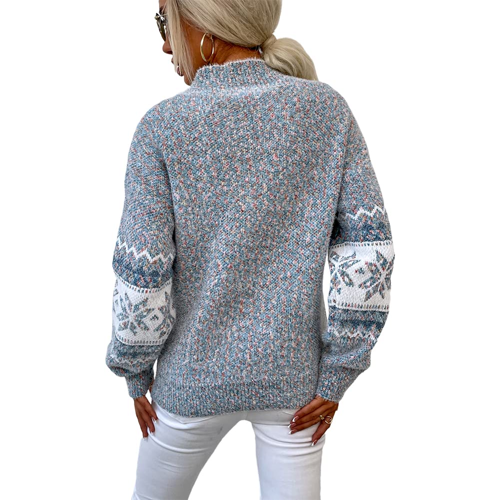JUNBOON Women's Crewneck Long Sleeve Christmas Snowflake Holiday Pullover Sweater Jumper - Image 4