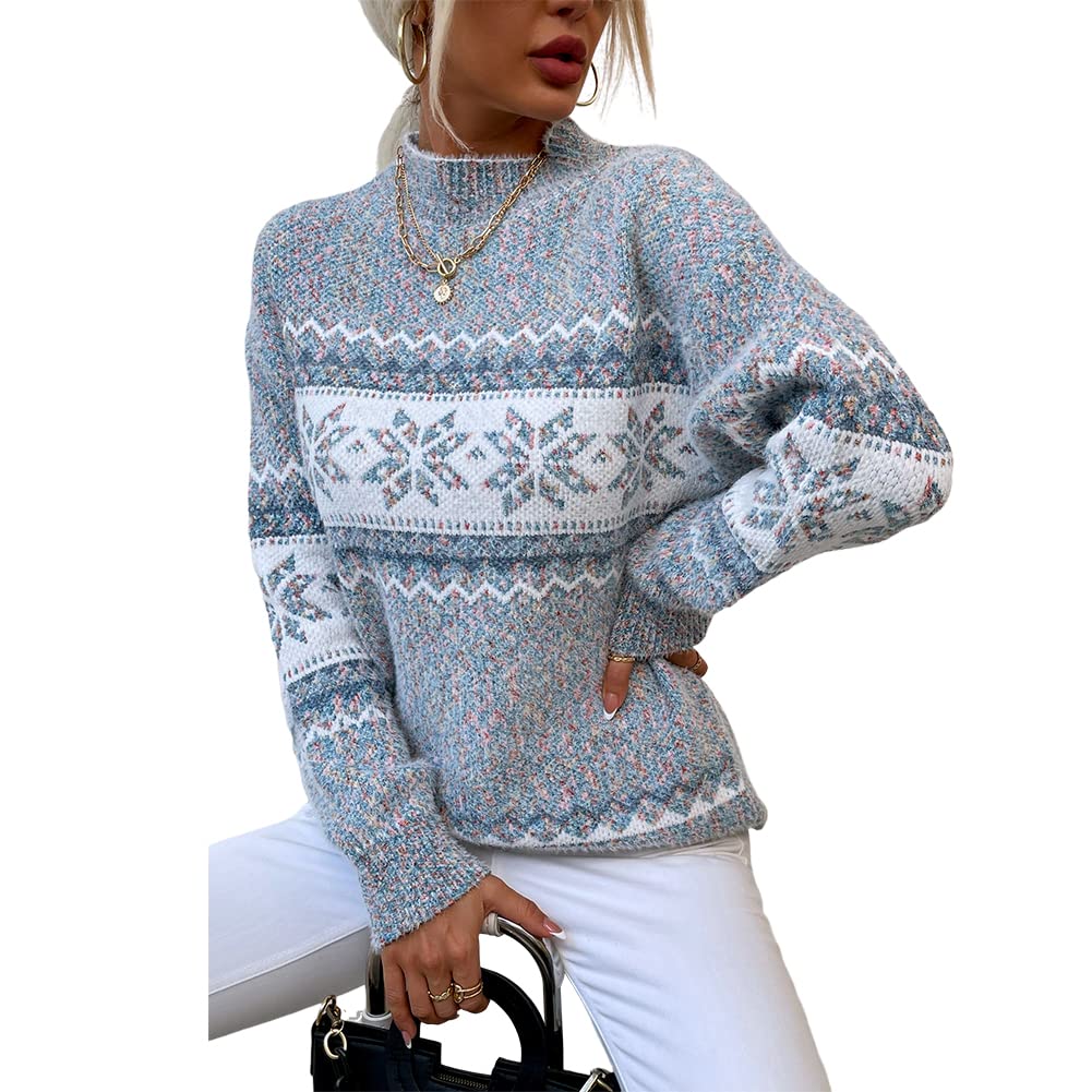 JUNBOON Women's Crewneck Long Sleeve Christmas Snowflake Holiday Pullover Sweater Jumper - Image 5