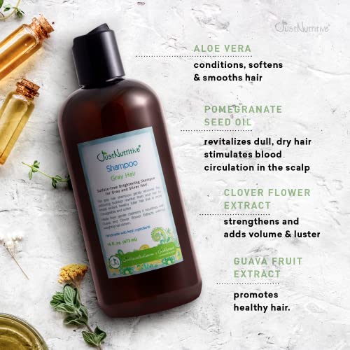 Just Nutritive Gray Hair Shampoo | Gray Hair Treatment | Just Natural Hair Care | Natural Shampoo 16 Oz - Image 4