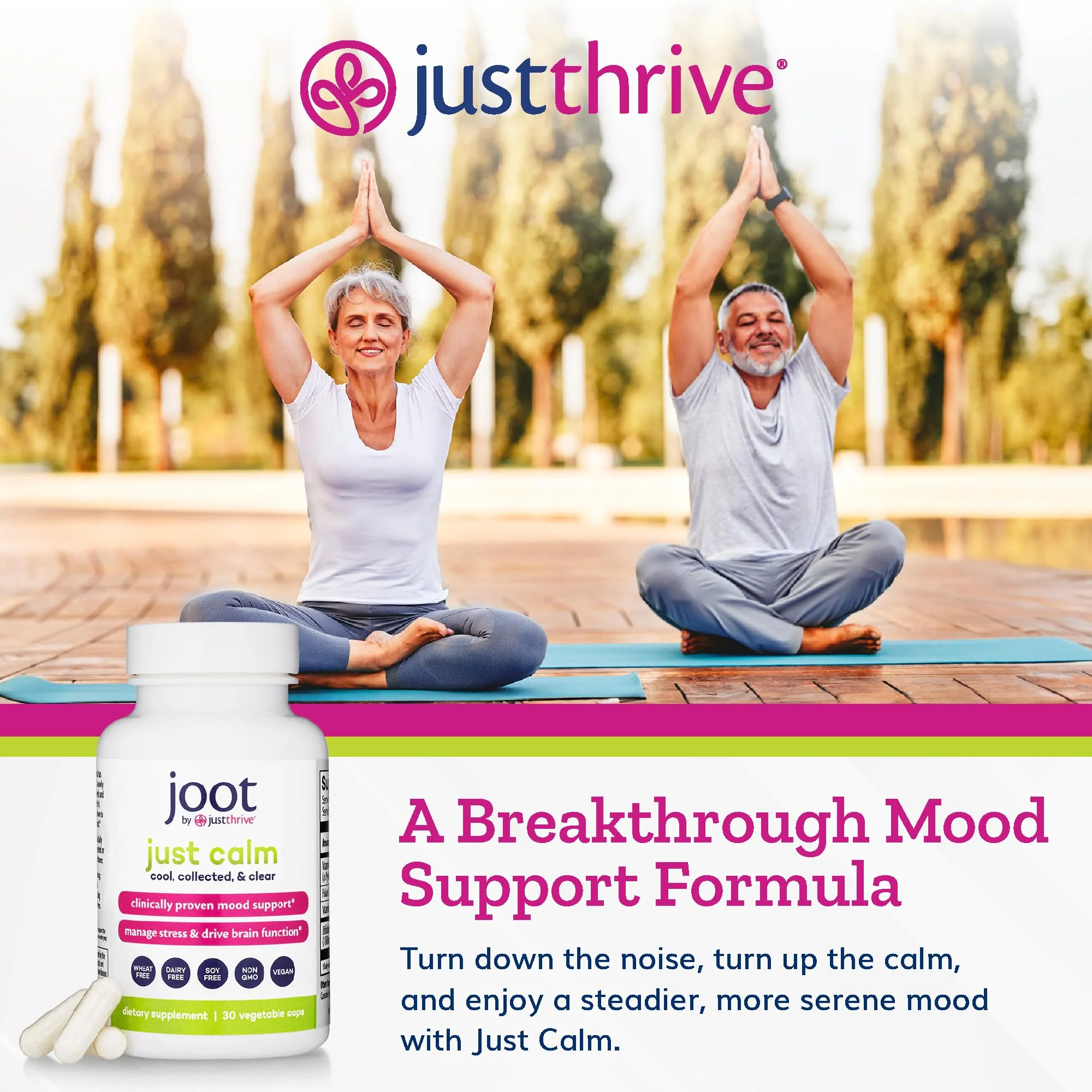 Just Thrive - Just Calm - Cortisol Manager - Calming, Memory, and Mood Support Supplement - Vegan, 30 Calm Capsules - Image 6