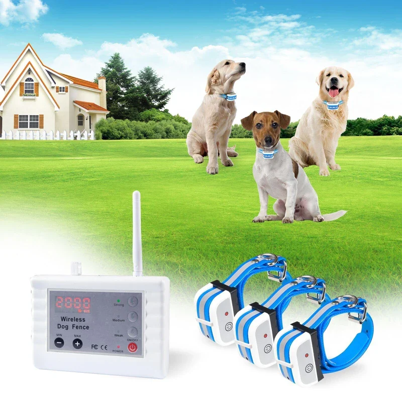 JUSTPET Wireless Dog Fence Two Way Signal Pet Containment System, Display Battery Level, Adjustable Control Range, Adjustable Warning Strength, Waterproof Rechargeable Dog Fence Collar