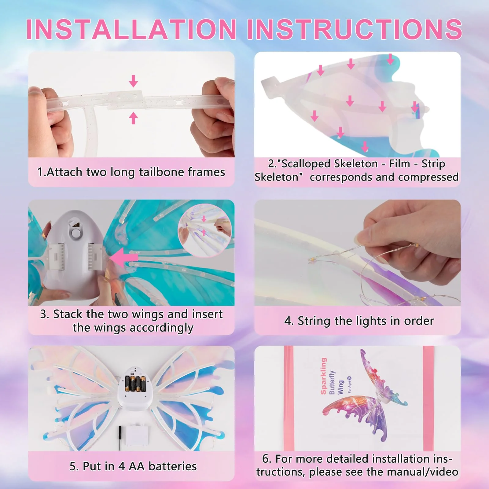 Kardeep Electric Fairy Wings for Girls, Moving Butterfly Wings with LED Lights and Music, light up fairy wings for Dogs for Birthday Halloween Christmas and Party Cosplay Dress Up Attire - Image 3