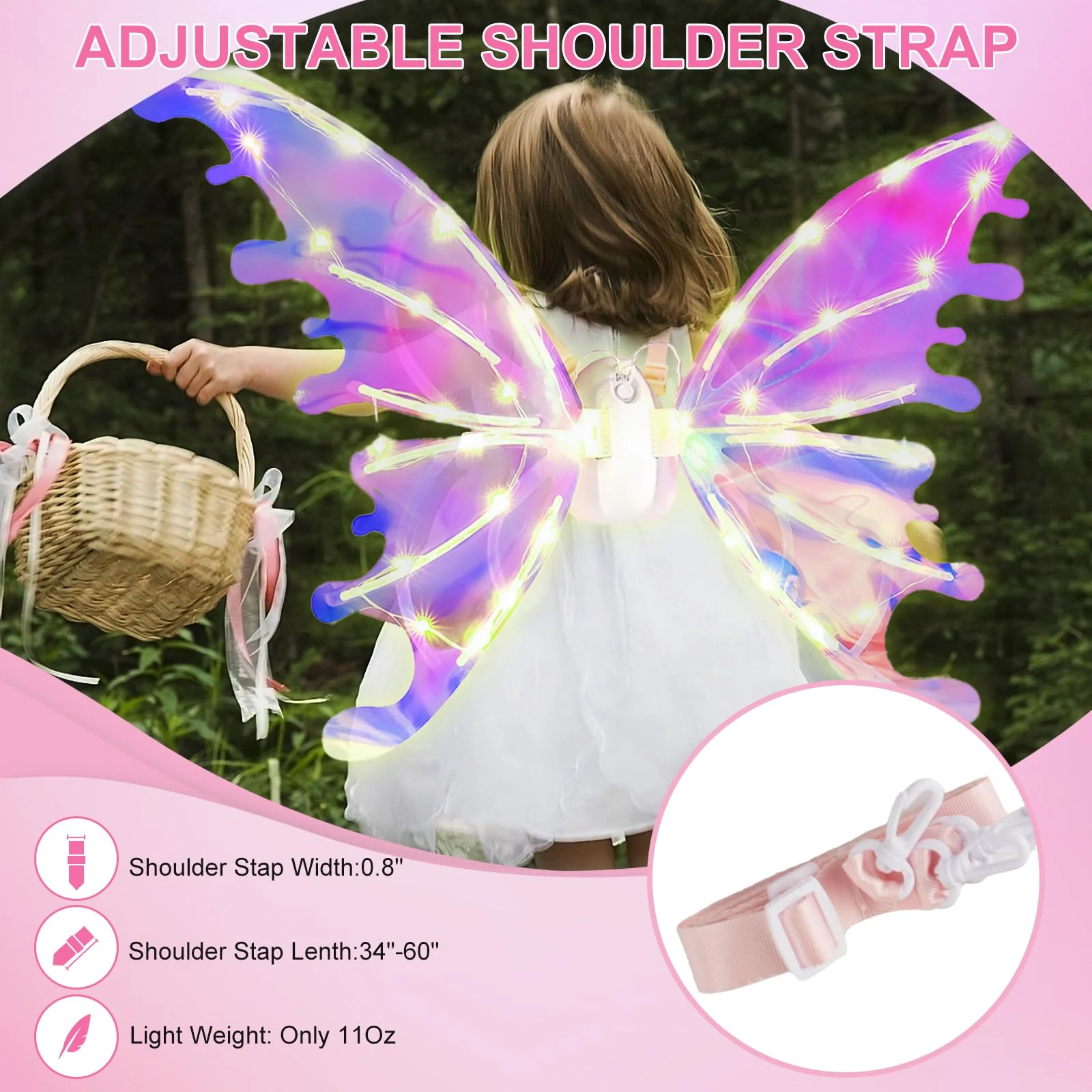Kardeep Electric Fairy Wings for Girls, Moving Butterfly Wings with LED Lights and Music, light up fairy wings for Dogs for Birthday Halloween Christmas and Party Cosplay Dress Up Attire - Image 5