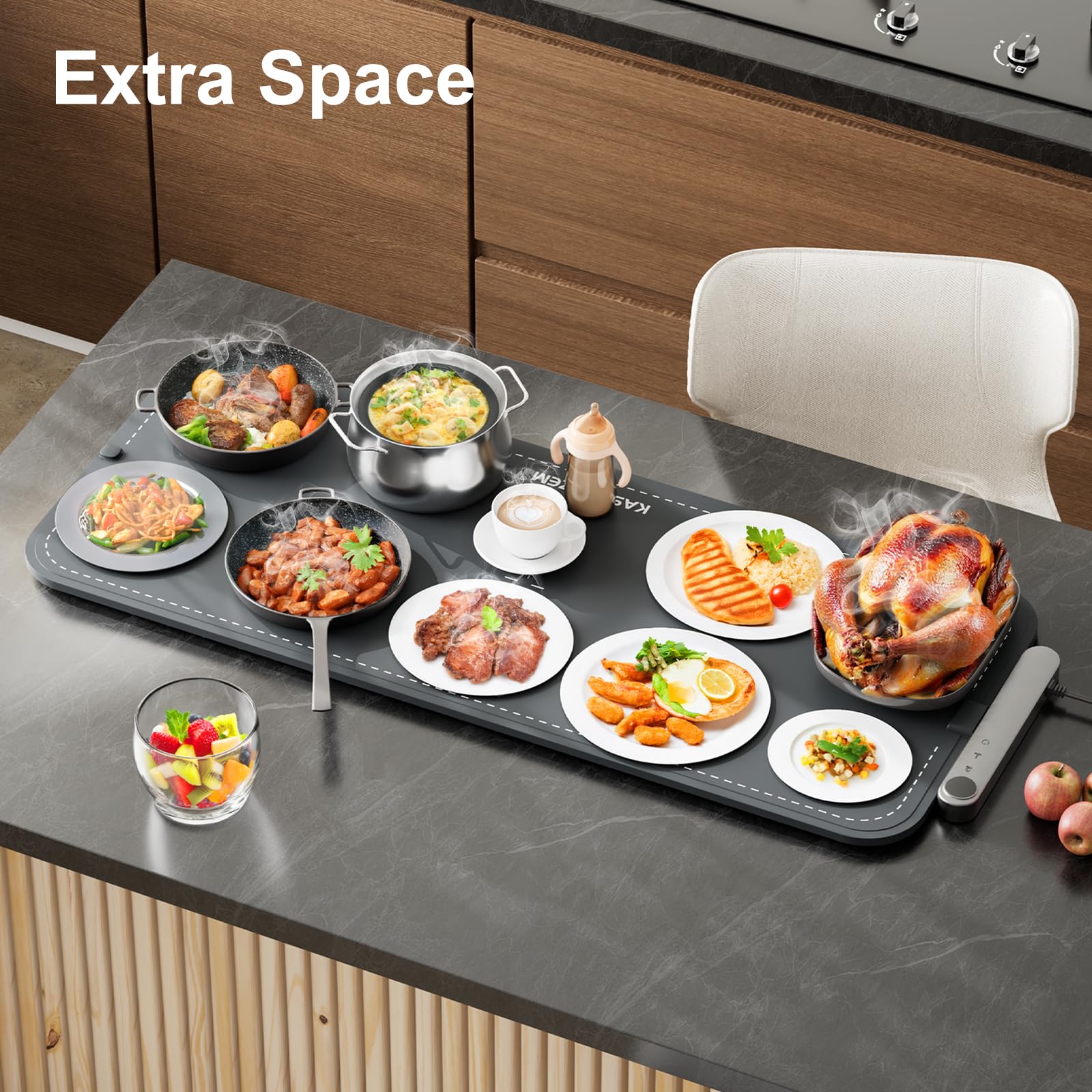 Kasefazem Warming Mat For Food XXL 500W Food Warming Mat 36"X16" Waterproof Graphene Warming Trays For Buffets Party Food Warmers For Parties Buffet 6 Temp 6H Chafing Dishes For Buffet Christmas - Image 3