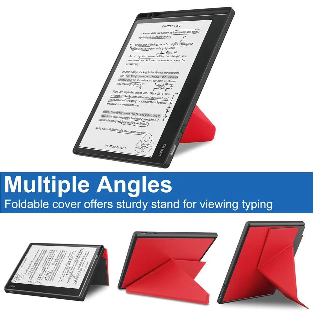 Kepuch Custer Case for Kobo Elipsa 2E 10.3",Ultra-Thin PU-Leather Hard Shell Cover for Kobo Elipsa 2E 10.3" - Red - Image 7