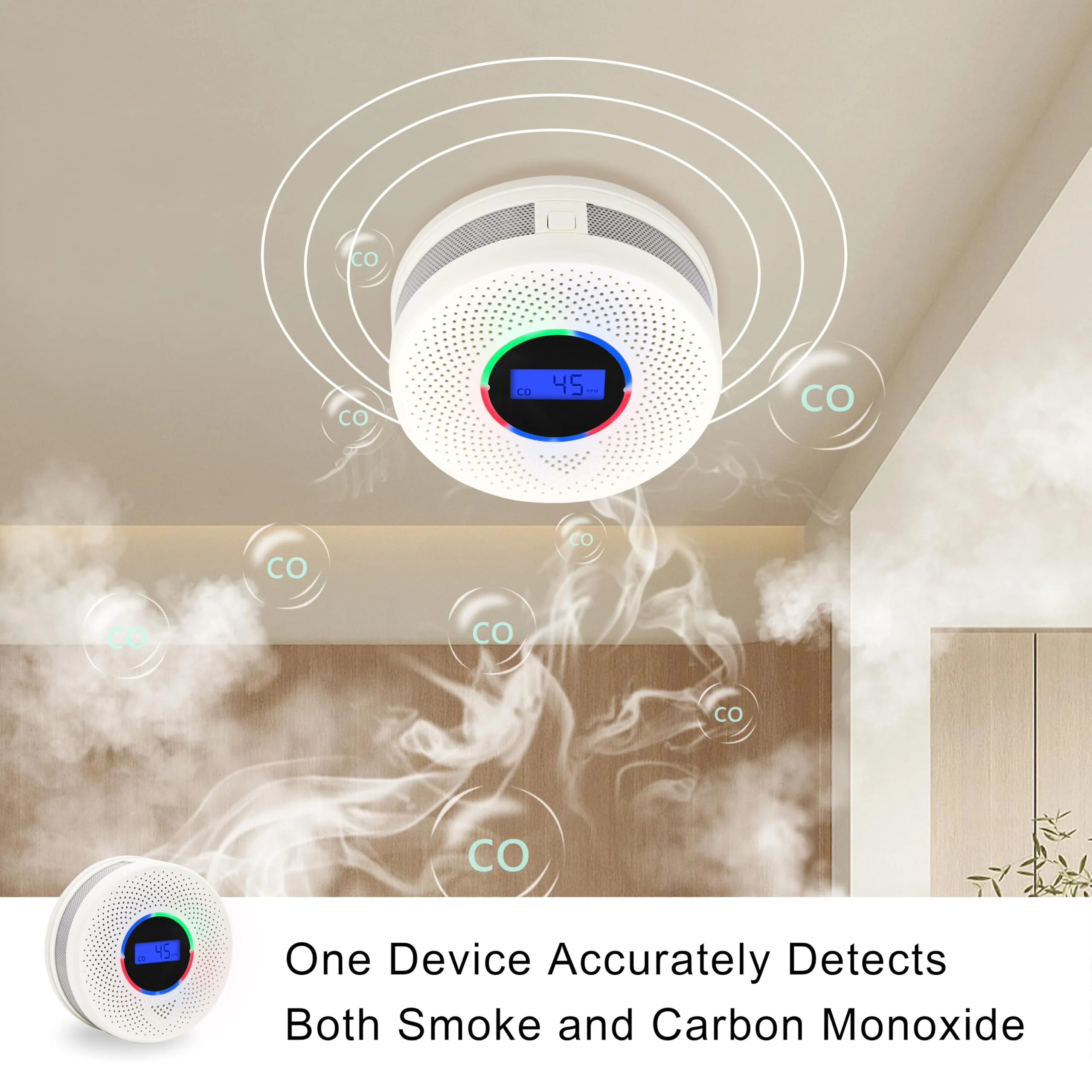 Kesy Upgraded Smoke and Carbon Monoxide Detector 10-Year Lifespan, Dual Sensor Smoke Alarm & Carbon Monoxide Detector (5 Pack) - Image 6