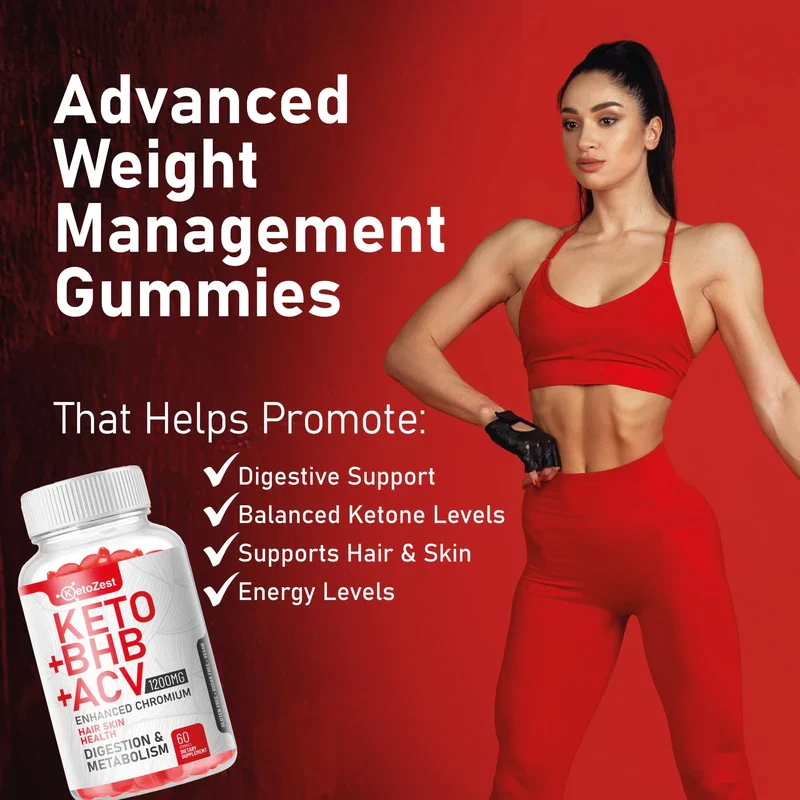 KetoZest Organic Keto ACV BHB Gummies - Apple Cider Vinegar with The Mother Supplement - Vitamin D3 Zinc Beetroot Pomegranate Chromium Beta Hydroxybutyrate - Vegan Sugar Gluten Free for Men Women - Image 3