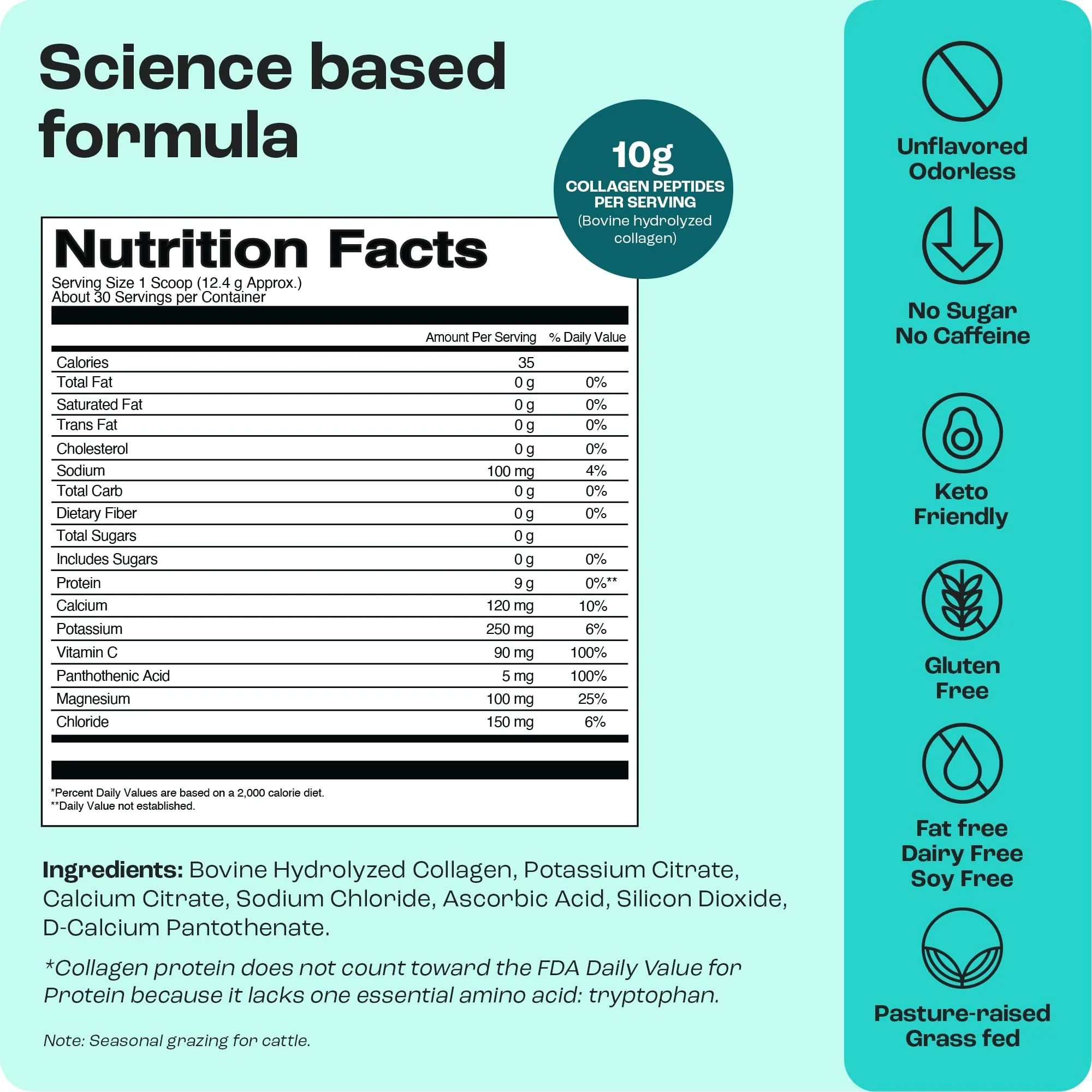 KEY NUTRIENTS Collagen Peptides Powder, Multi Collagen Peptides Powder, Collagen Powder Unflavored Electrolytes, Collagen Supplements, Collagen Peptides for Women, Collagen for Men (30 Servings) - Image 4
