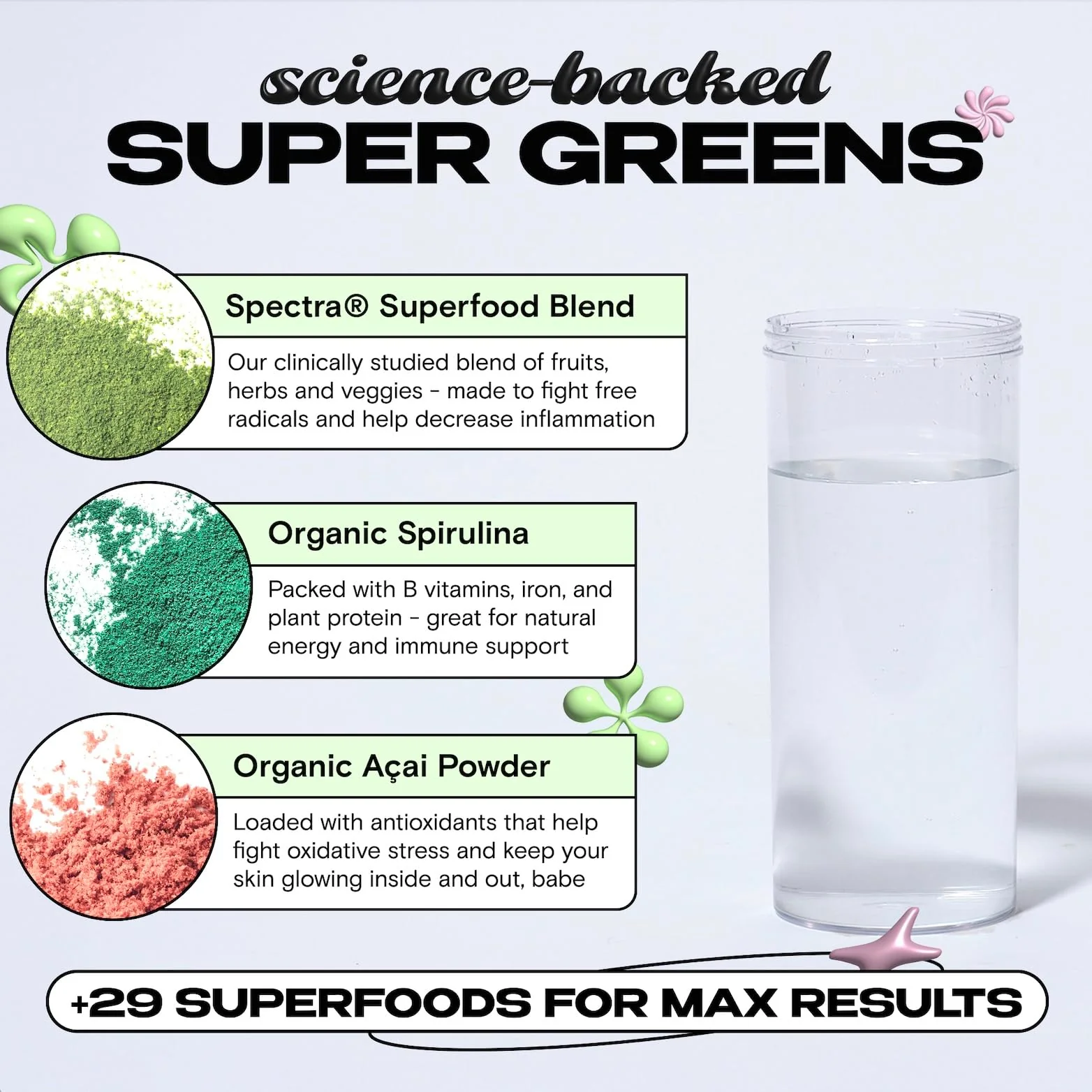 Kiala Nutrition Super Greens, Organic Greens Powder with Spirulina & Chlorella for Digestion, Gut Health, Immunity & Energy, Gluten Free, Vegan, Daily Support for Women, Miami Vice Flavor, 30 Servings - Image 4