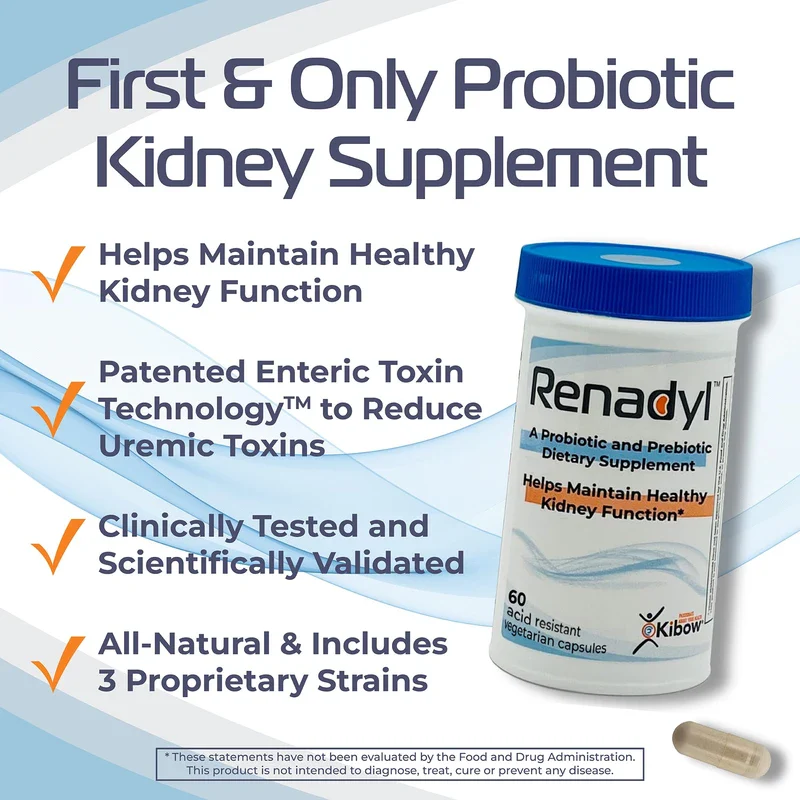 Renadyl Kidney Probiotic Supplement | Urea, Creatinine, & Uric Acid Support | 45 Billion CFUs | Clinically Tested, Non-GMO, & Made in USA, 60 Capsules (1 Bottle, 1 Month Supply) - Image 2