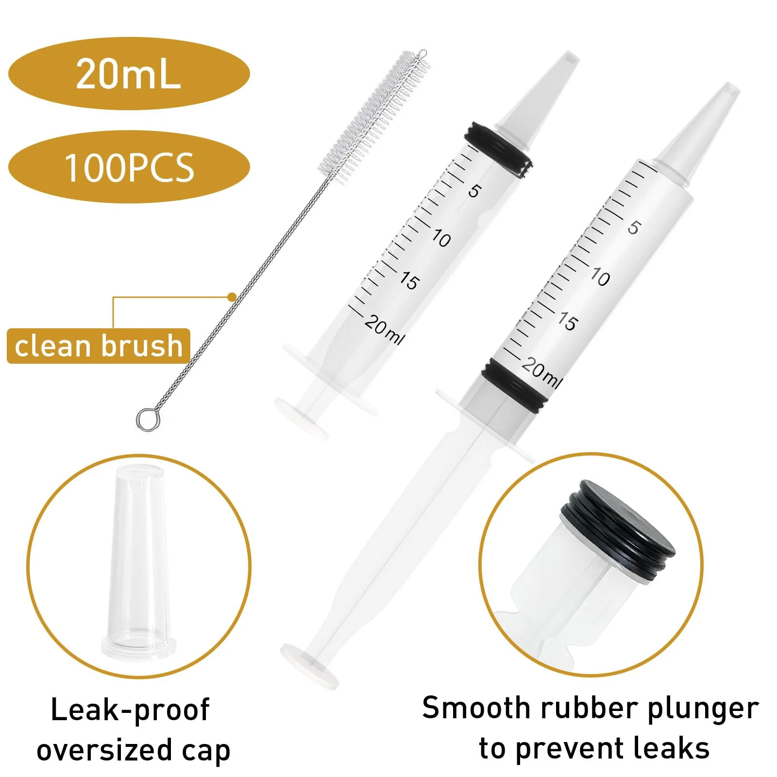 Kid2Kit 100 Pack Syringes for Jello Shots, 20mL Party Jello Shot Syringes with Cap BPA Free, Washable,Durable, Party Nurses, Halloween, Thanksgiving day, Christmas - Image 7