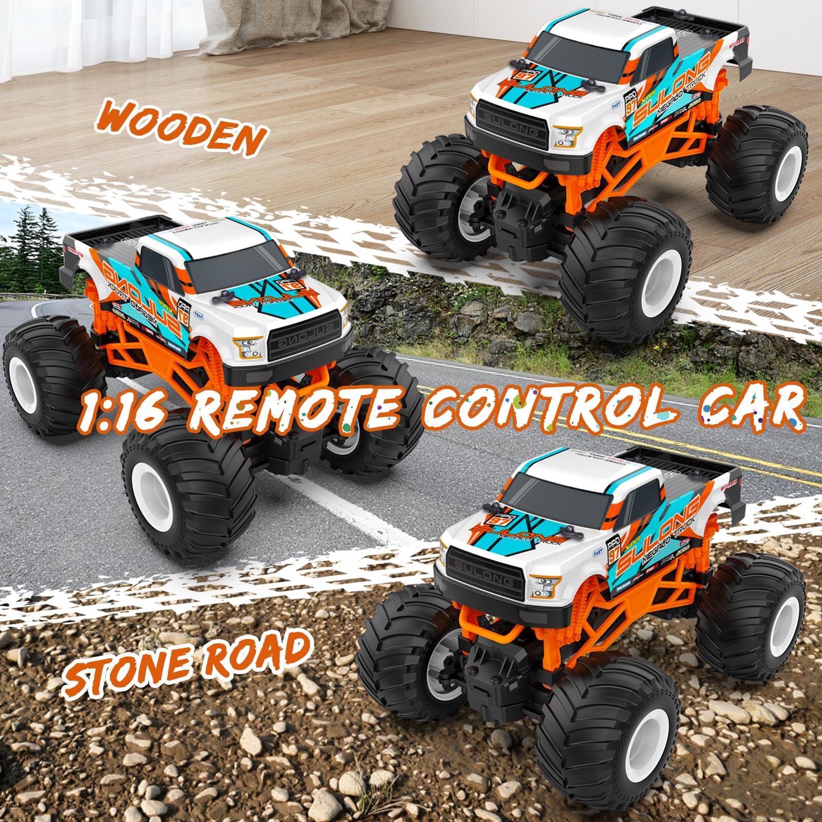 Kidcia 1:16 Scale RC Monster Truck - 2.4GHz All Terrain Car for Kids 4-12, 20 Km/h Off Road RC Truck, Christmas or Birthday Gift - Image 7