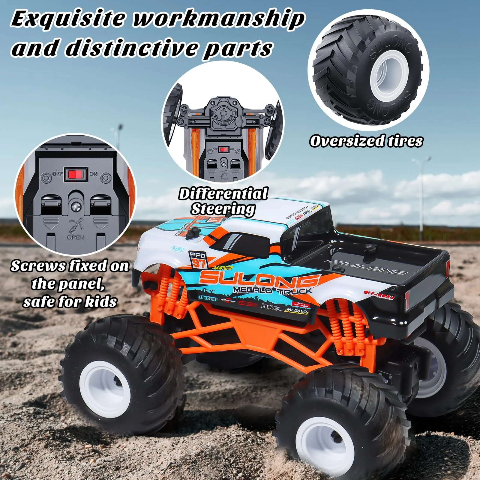 Kidcia 1:16 Scale RC Monster Truck - 2.4GHz All Terrain Car for Kids 4-12, 20 Km/h Off Road RC Truck, Christmas or Birthday Gift - Image 4