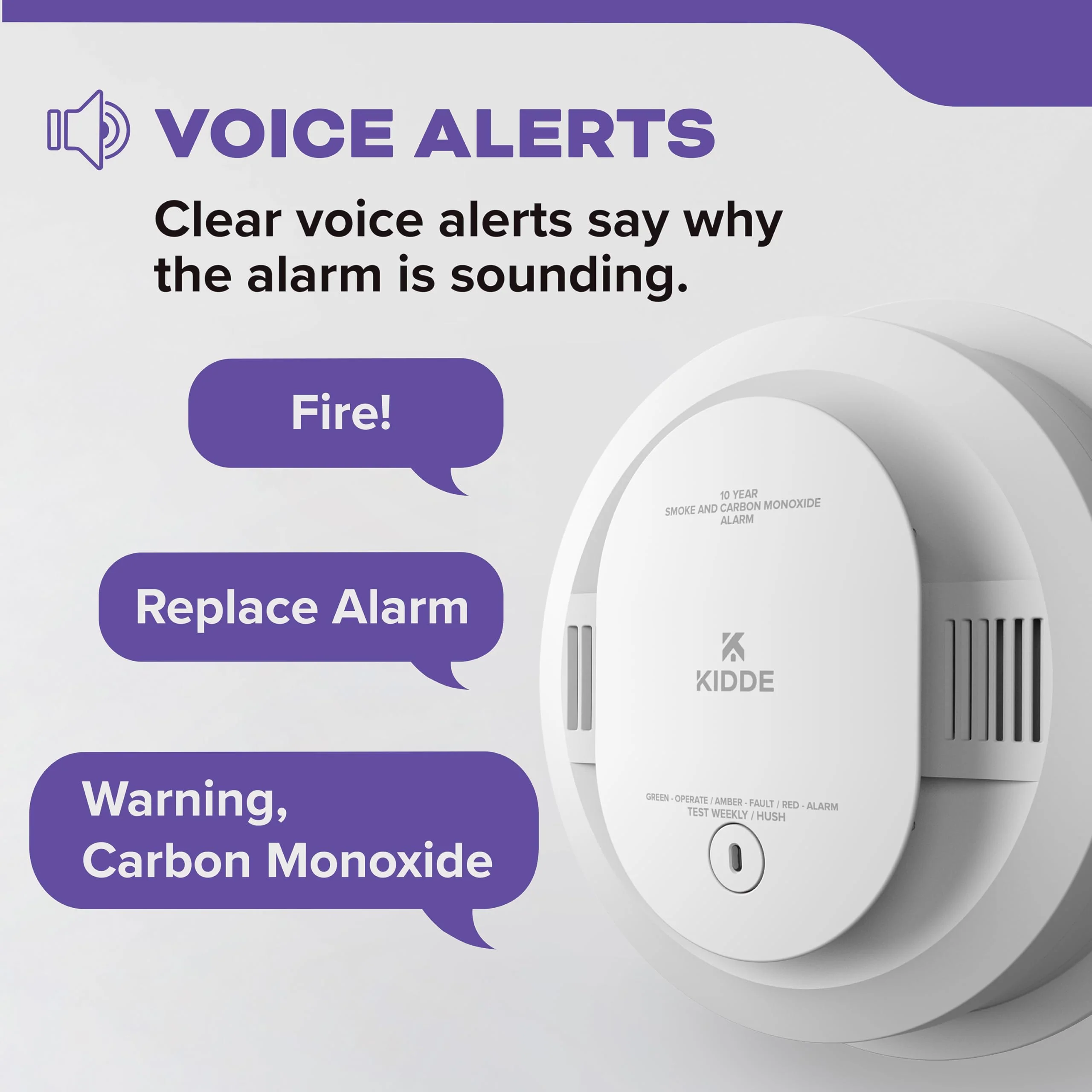 Kidde Hardwired Smoke & Carbon Monoxide Detector, 10-Year Battery Backup, Voice Alerts, Interconnectable LED Warning Light Indicators - Image 12