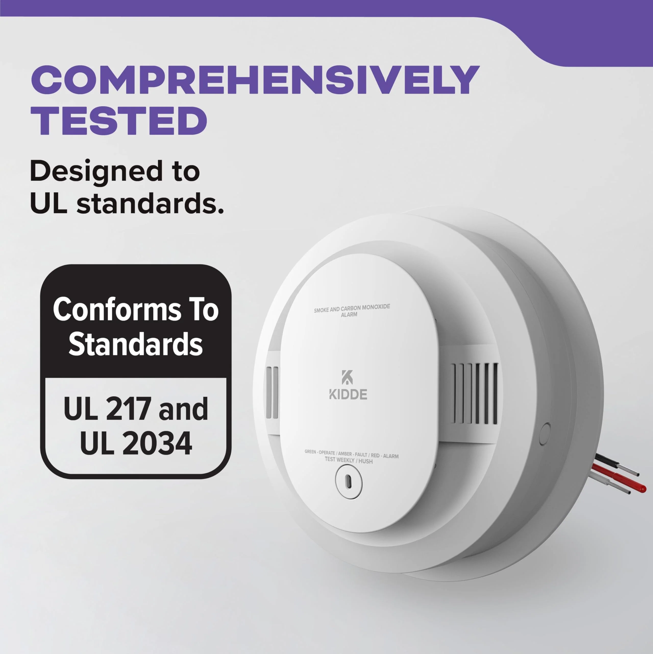 Kidde Hardwired Smoke & Carbon Monoxide Detector, AA Battery Backup Smoke Alarm, Interconnectable, LED Warning Light Indicators, 2 Pack - Image 9