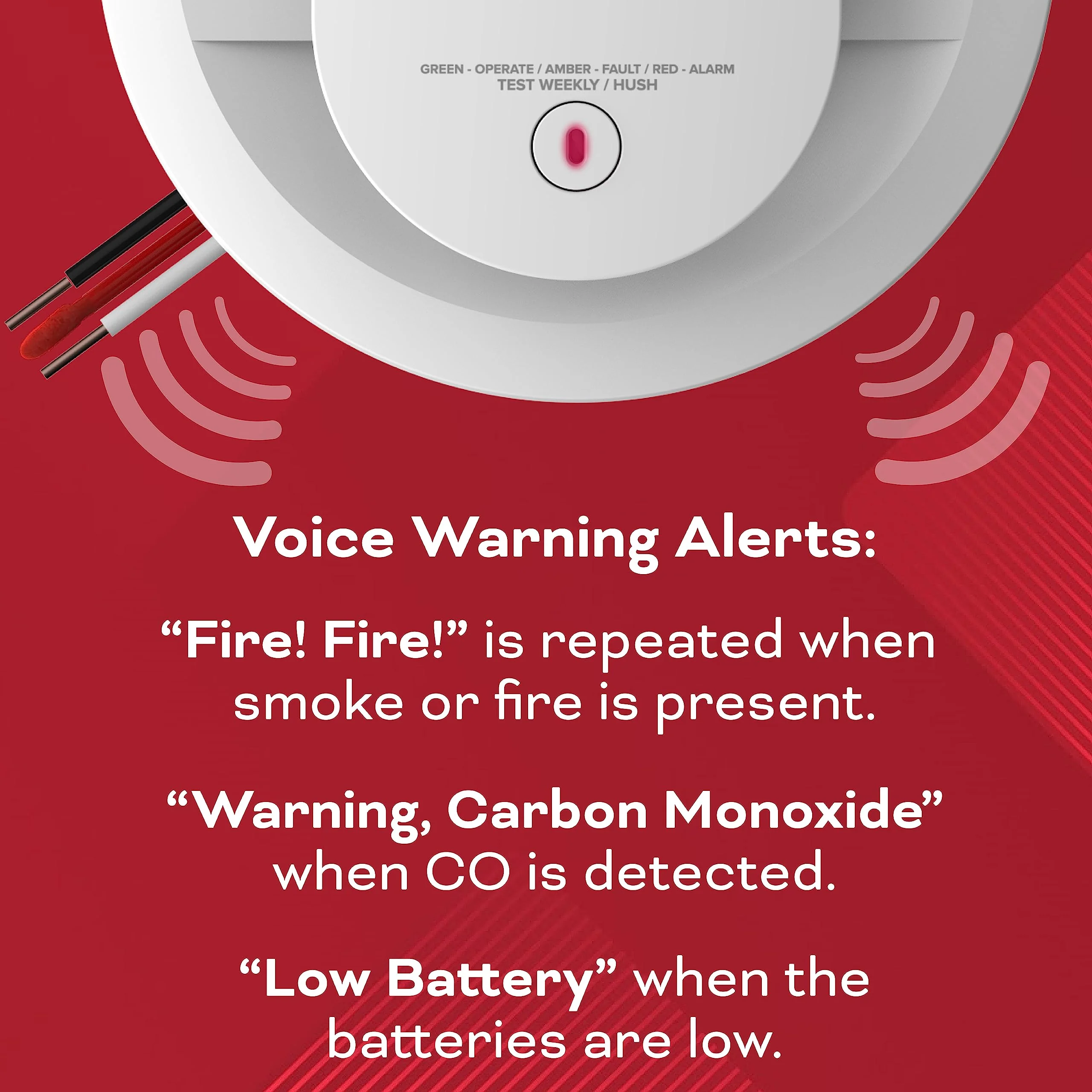 Kidde Hardwired Smoke & Carbon Monoxide Detector, AA Battery Backup, Voice Alerts, Interconnectable, LED Warning Light Indicators, 2 Pack - Image 11