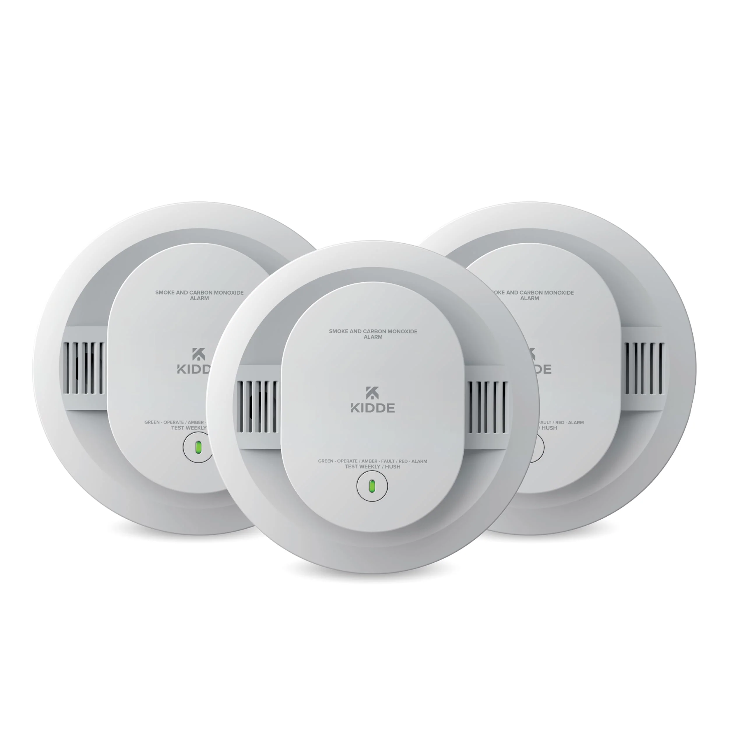 Kidde Smoke and Carbon Monoxide Detector, AA Battery Powered with LED Status Lights, 85 dB Alarm, 5 inches, 3-Pack