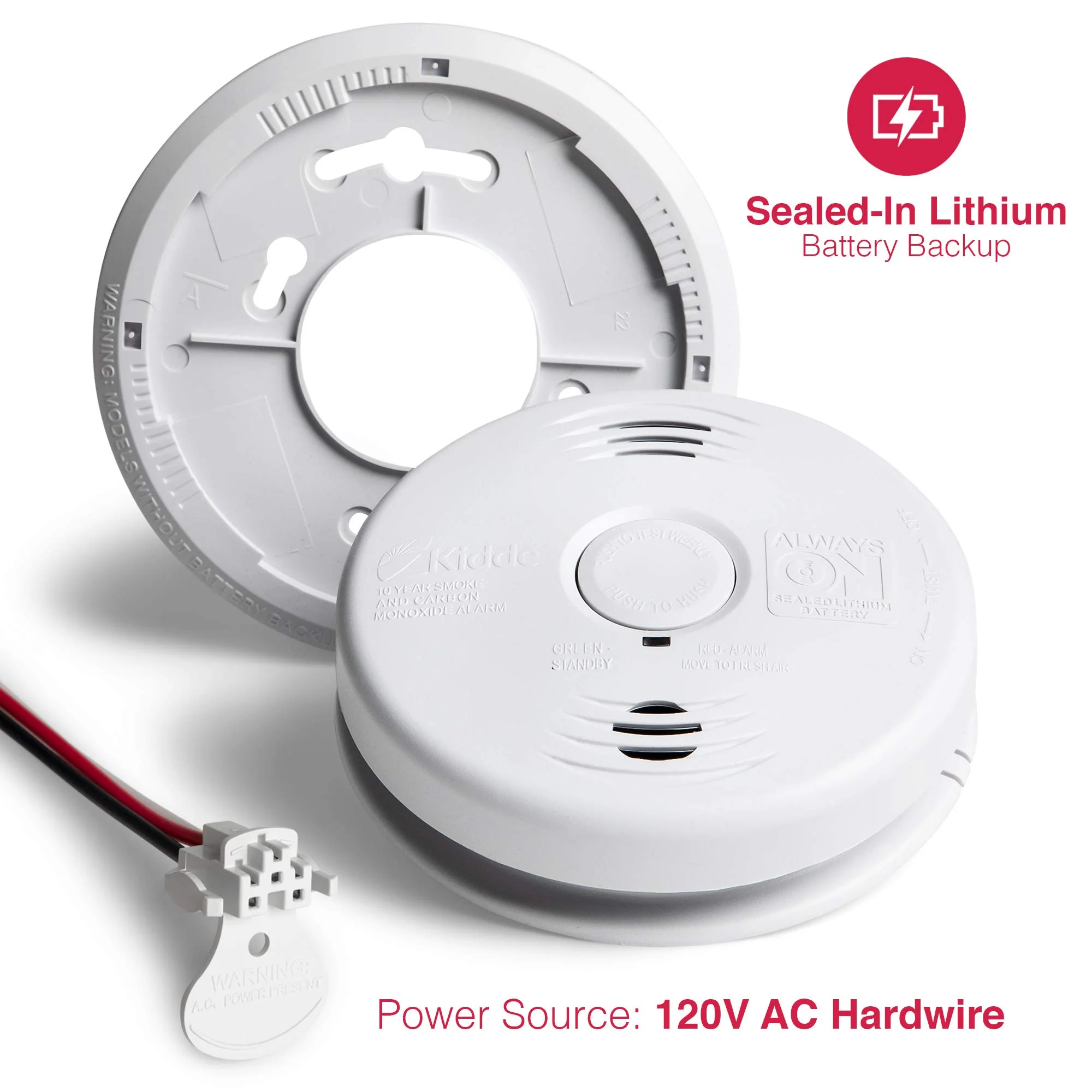 Kidde Smoke and Carbon Monoxide Detector Alarm with Voice Warning | Hardwired w/10 Year Lithium Battery Backup | Interconnectable | Model # i12010SCO, White - Image 8