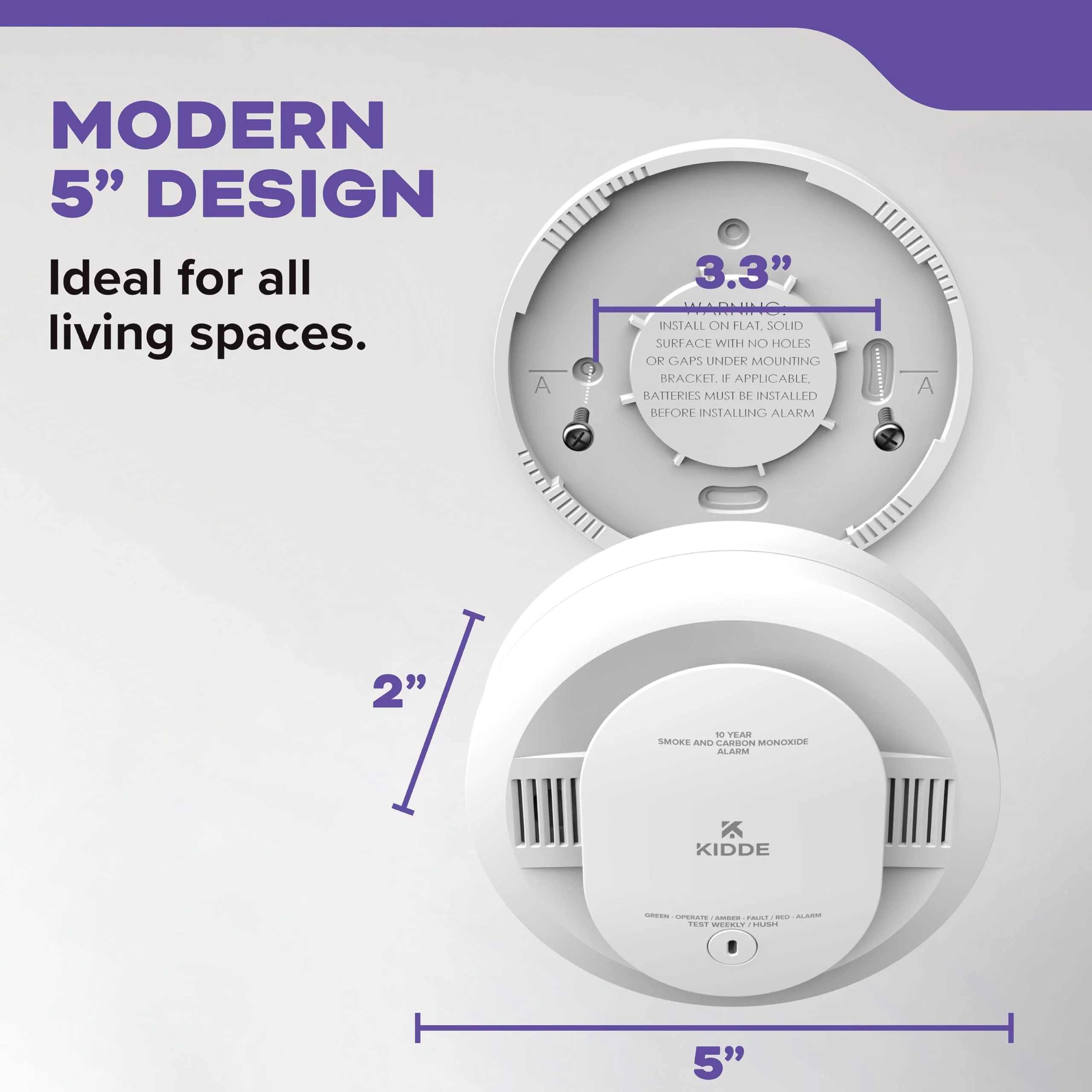 Kidde Smoke & Carbon Monoxide Detector, 10-Year Battery Powered, Voice Alerts, LED Warning Light Indicators - Image 9