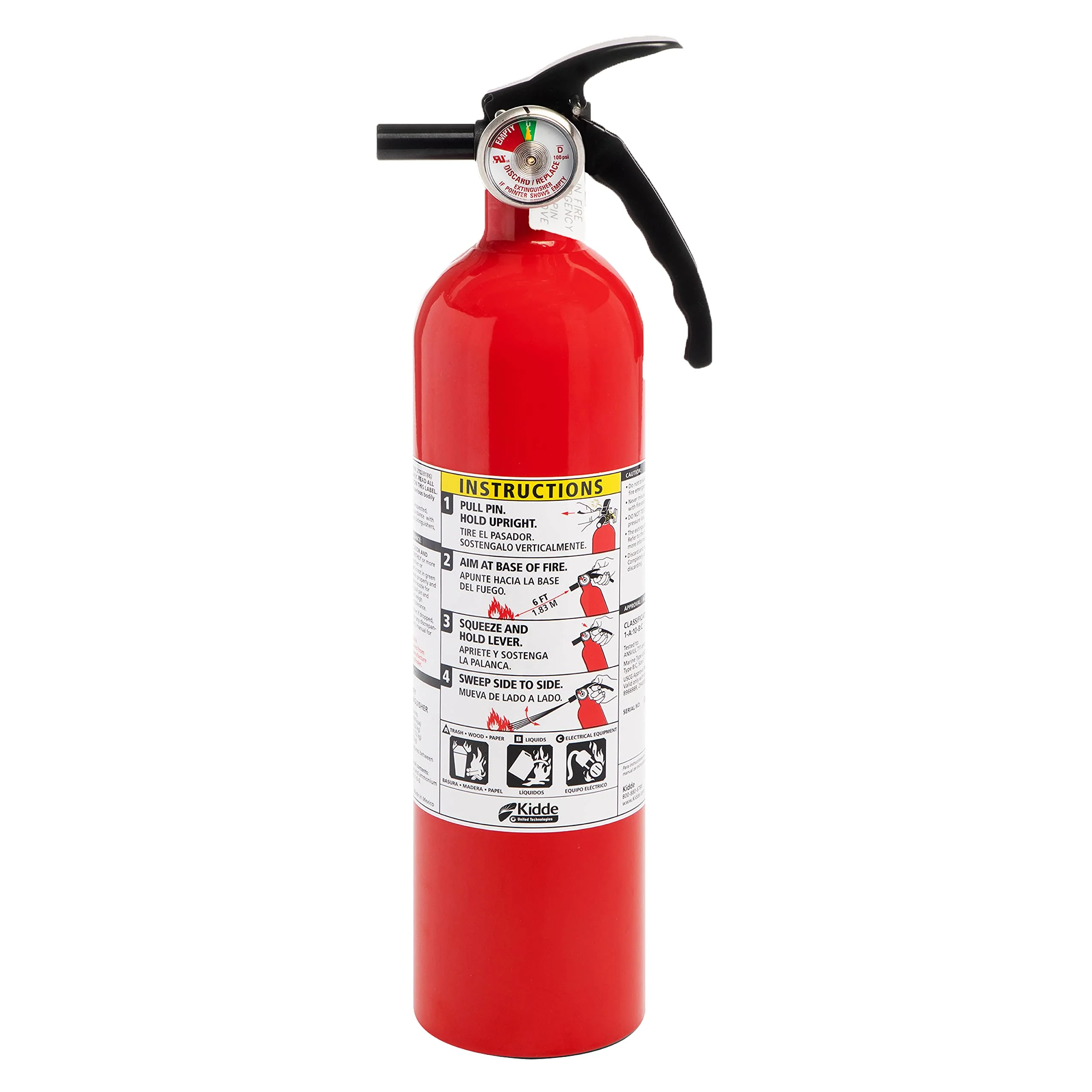 Kidde Smoke & Carbon Monoxide Detector, AA Battery Powered, LED Warning Light Indicators & Fire Extinguisher for Home, 1-A:10-B:C, Dry Chemical Extinguisher, Red, Mounting Bracket Included - Image 4
