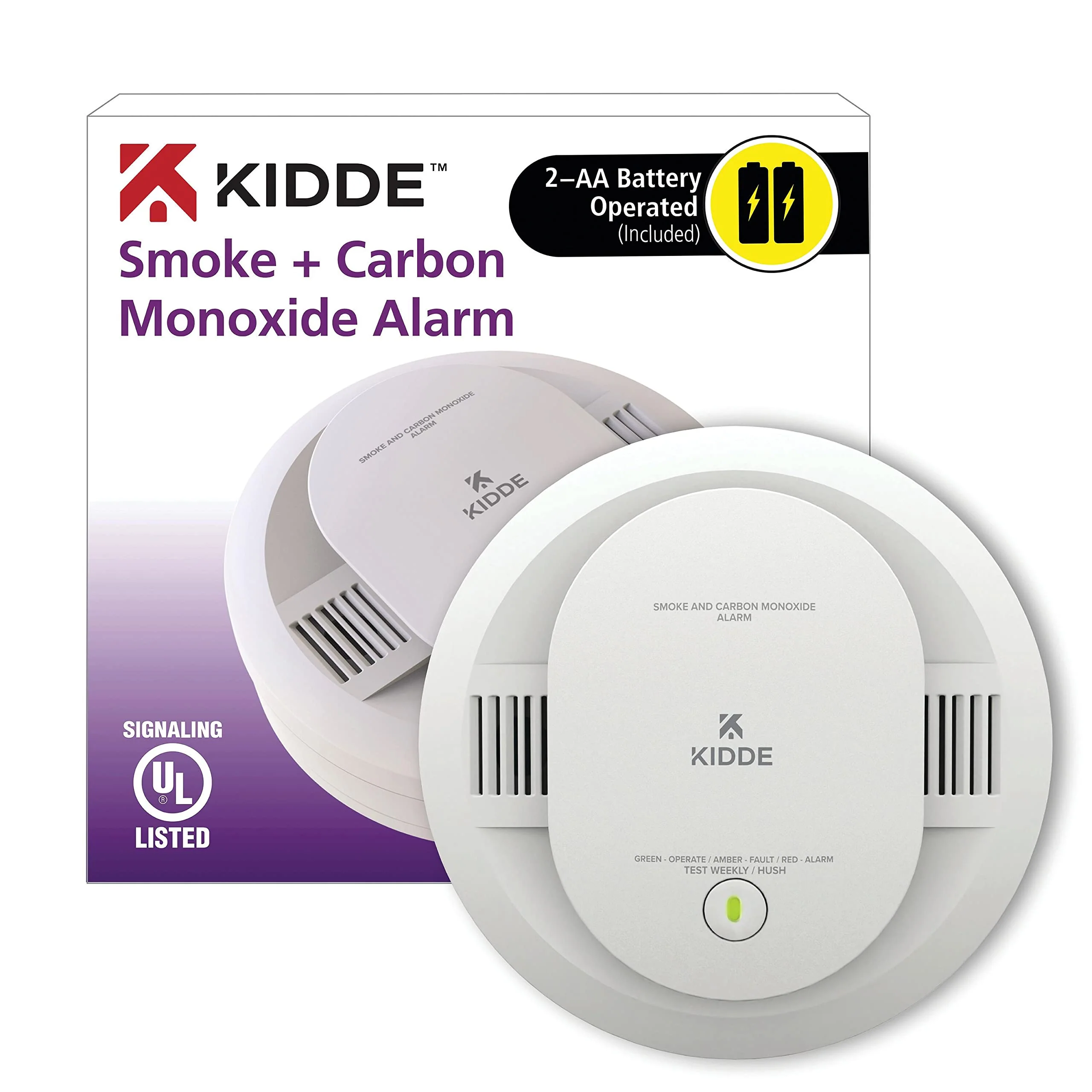Kidde Smoke & Carbon Monoxide Detector, AA Battery Powered, LED Warning Light Indicators & Fire Extinguisher for Home, 1-A:10-B:C, Dry Chemical Extinguisher, Red, Mounting Bracket Included - Image 7