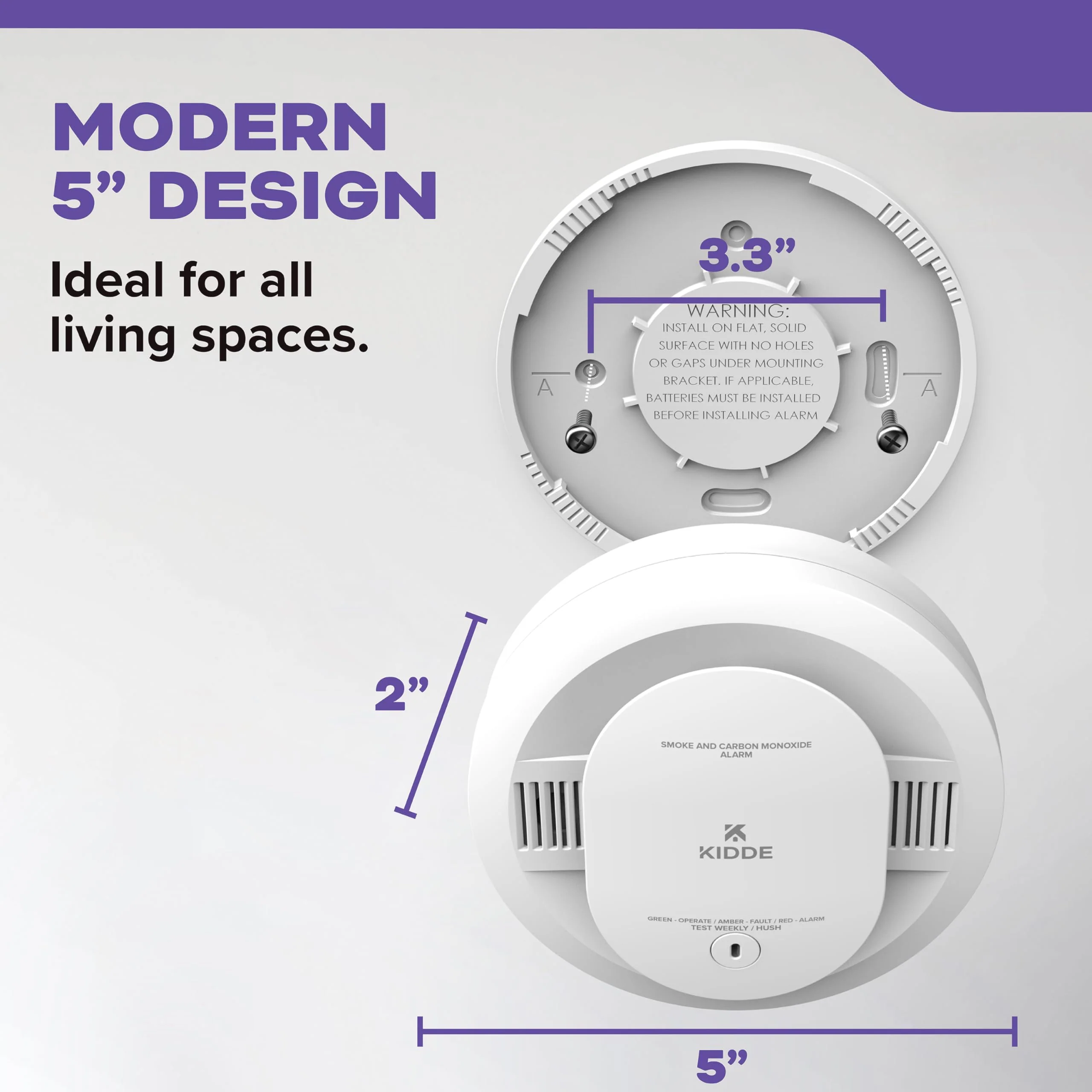 Kidde Smoke & Carbon Monoxide Detector, AA Battery Powered, Voice Alerts, LED Warning Light Indicators, 30CUDR-V - Image 9