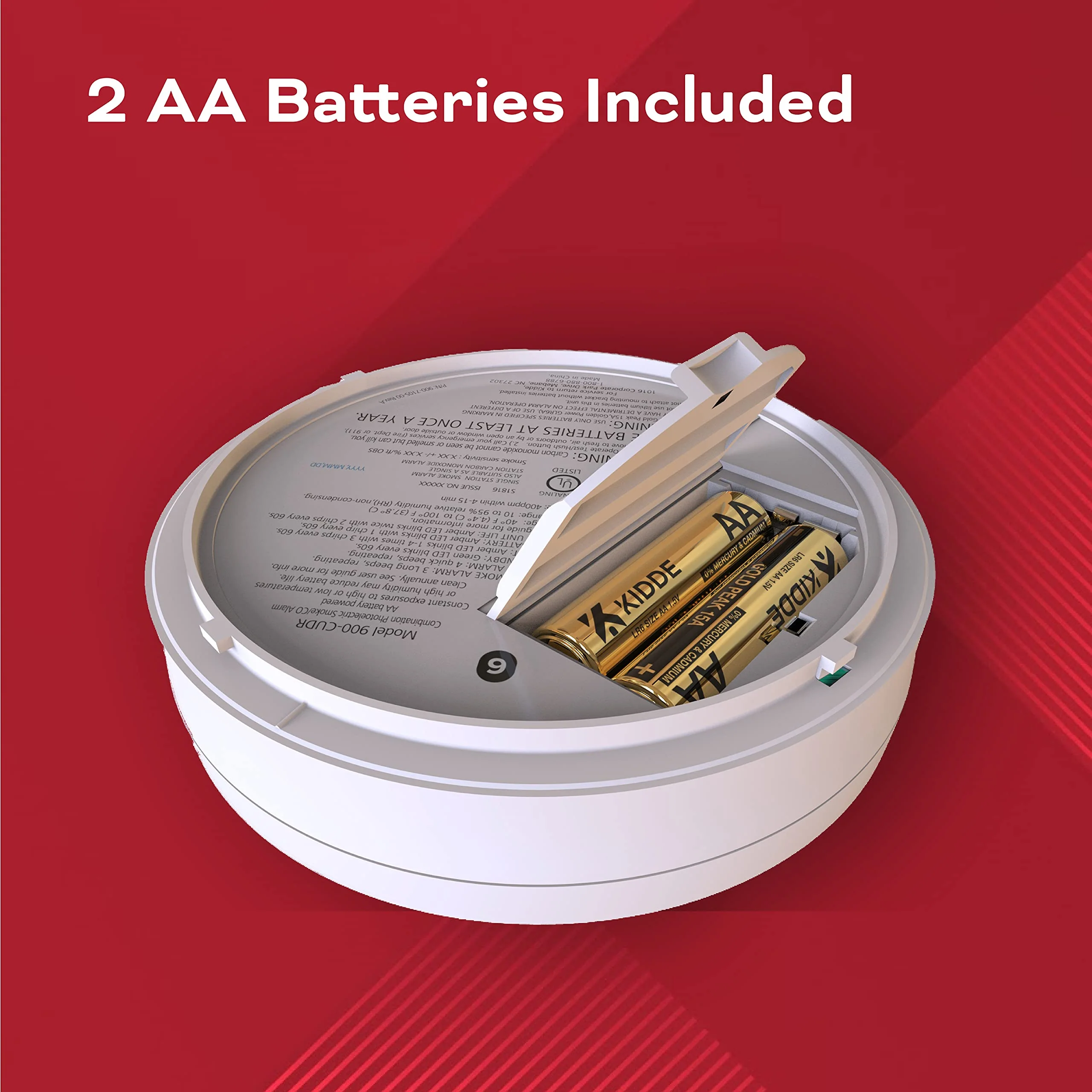 Kidde Smoke Detector, 10-Year Battery, LED Indicators, Replacement Alert, Test-Reset Button & Smoke & Carbon Monoxide Detector, AA Battery Powered, LED Warning Light Indicators - Image 2