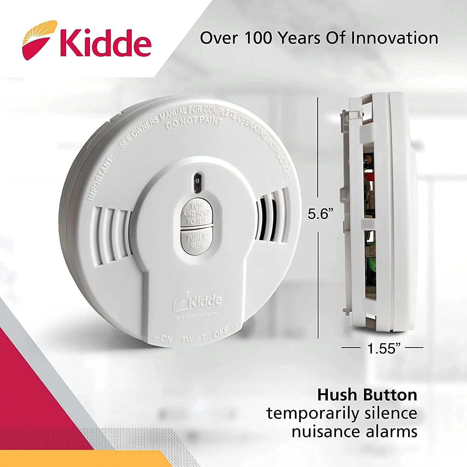 Kidde Smoke Detector, 10-Year Battery, LED Indicators, Replacement Alert, Test-Reset Button & Smoke & Carbon Monoxide Detector, AA Battery Powered, LED Warning Light Indicators - Image 5