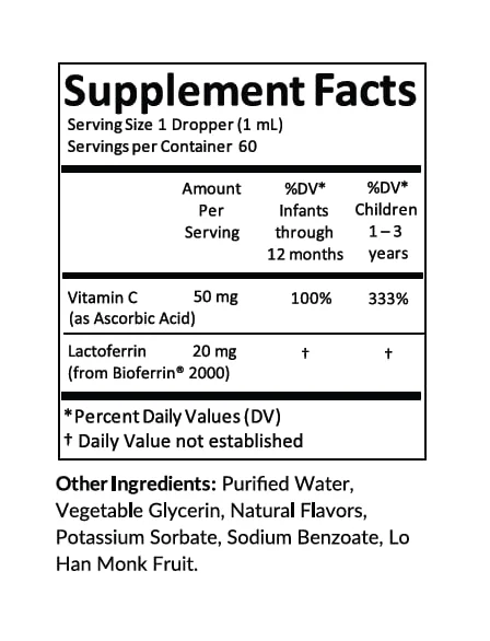 Kiddivit Baby Lactoferrin Liquid Drops - 60 Daily Servings, 2 Fl Oz (60 mL) - Inulin Fortified (Prebiotic, Dietary Fiber) - Sugar Free, Gluten Free, Vegetarian Friendly - Image 3