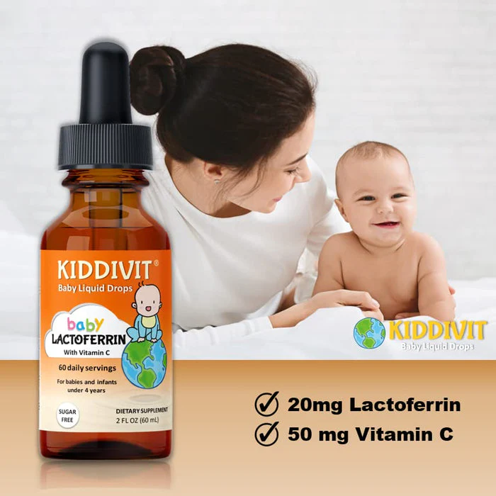 Kiddivit Baby Lactoferrin Liquid Drops - 60 Daily Servings, 2 Fl Oz (60 mL) - Inulin Fortified (Prebiotic, Dietary Fiber) - Sugar Free, Gluten Free, Vegetarian Friendly - Image 5