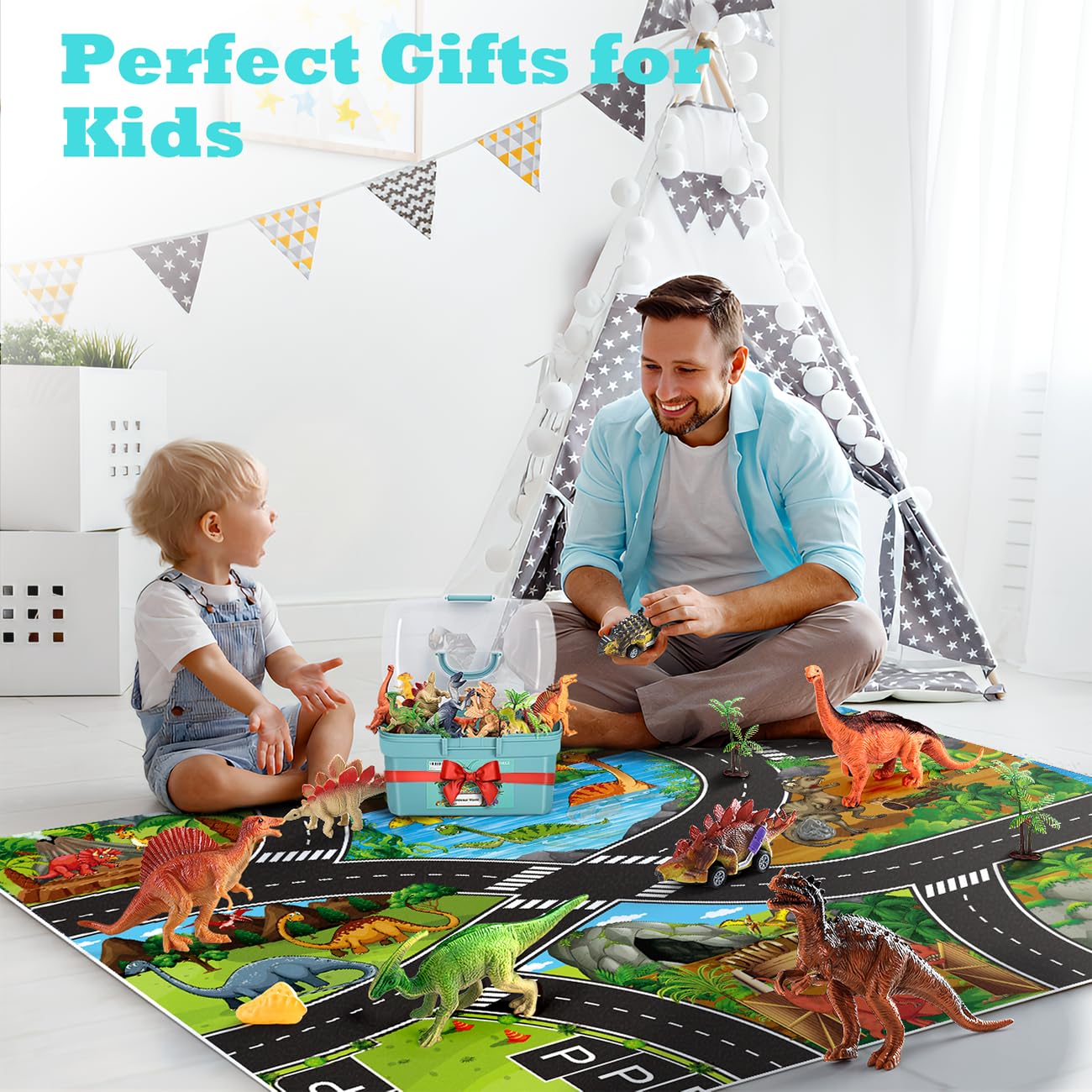 Kiddiworld Dinosaur Toys for 3 4 5 Year Old Boys Gifts, Dinosaurs Toys for Kids 3-5-7, Dino Figures Activity Play Mat Christmas Birthday Gifts for Girls Toddler Toy Age 2-4 - Image 2