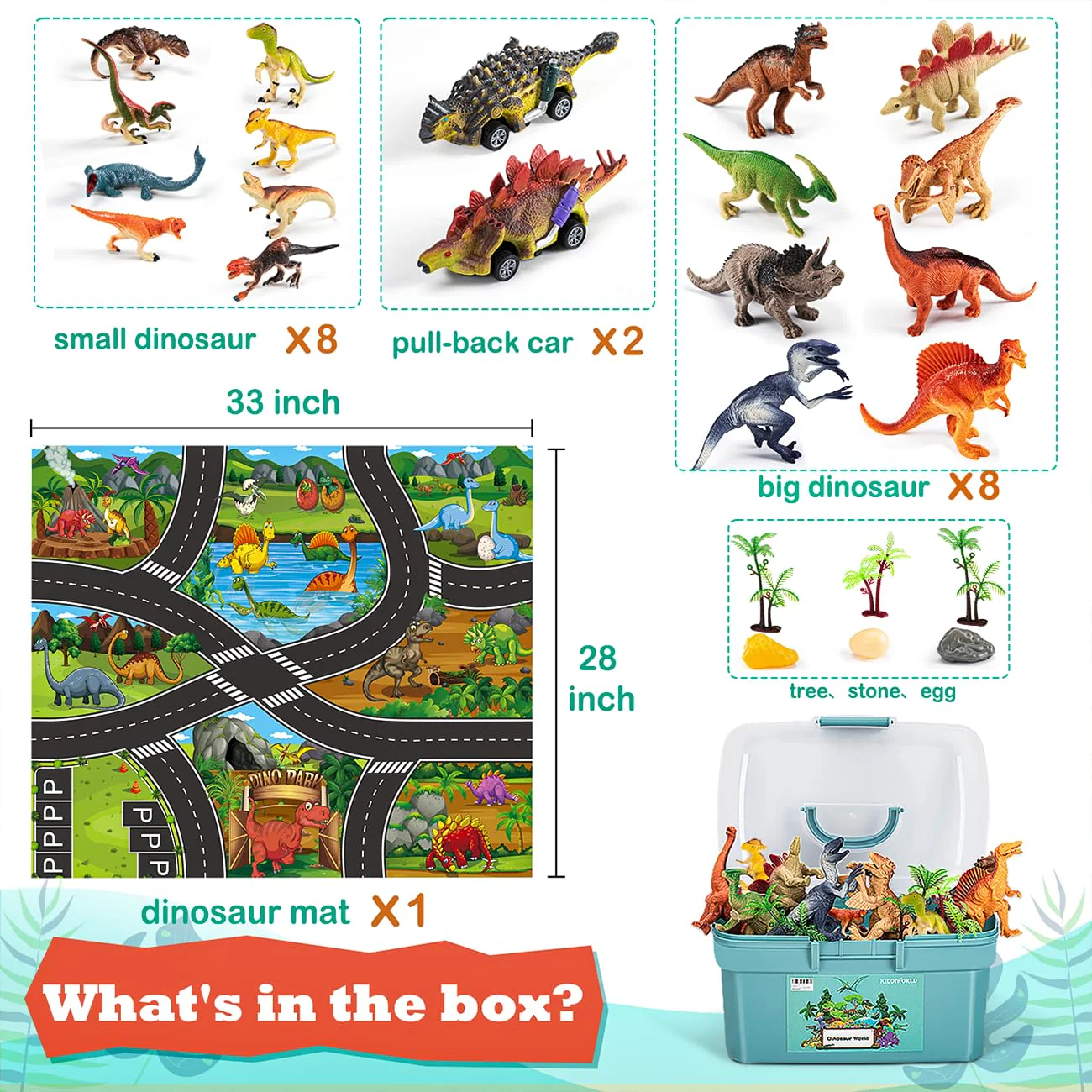 Kiddiworld Dinosaur Toys for 3 4 5 Year Old Boys Gifts, Dinosaurs Toys for Kids 3-5-7, Dino Figures Activity Play Mat Christmas Birthday Gifts for Girls Toddler Toy Age 2-4 - Image 3