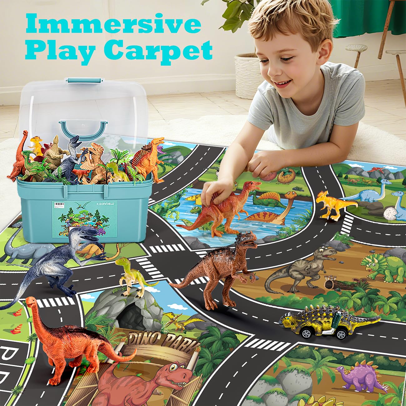Kiddiworld Dinosaur Toys for 3 4 5 Year Old Boys Gifts, Dinosaurs Toys for Kids 3-5-7, Dino Figures Activity Play Mat Christmas Birthday Gifts for Girls Toddler Toy Age 2-4 - Image 7