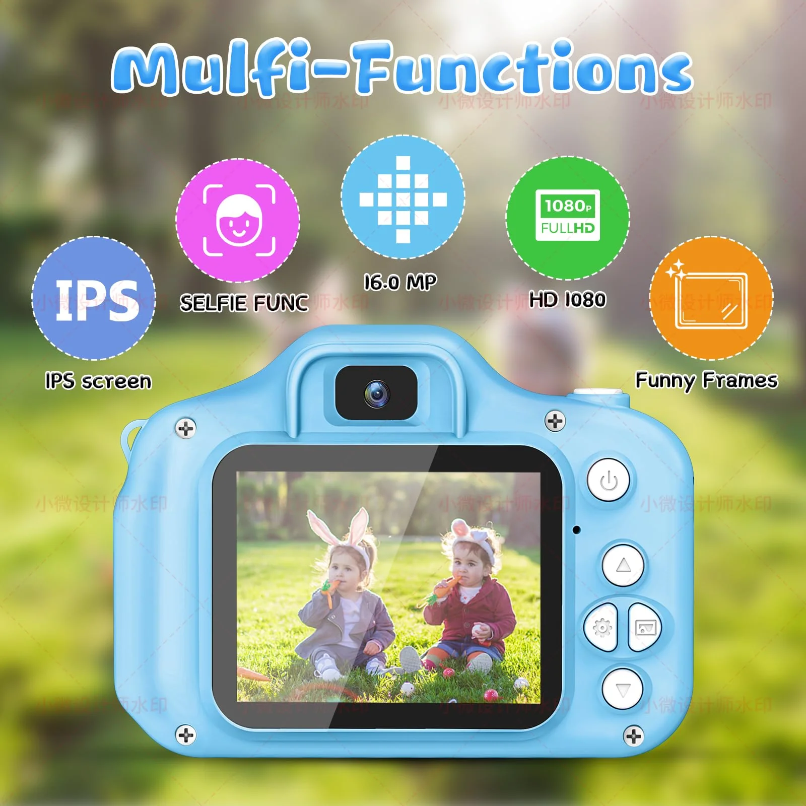 Kids Camera for Boys and Girls, GPOSY Digital Camera for Kids, Toddler Camera Christmas Birthday Toy Gifts for Kids Age 3 4 5 6 7 8 9 10 with 32GB SD Card, Video Recorder 1080P HD(Blue) - Image 7
