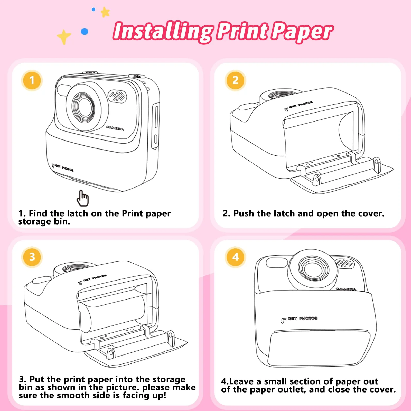 Kids Instant Digital Cameras for Boys and Girls, 1080P HD Dual-Lens Selfie Digital Camera with Print Paper & 32G Card, Christmas Birthday Gifts Toys for Toddler and Teenagers Age 3-16 Years Old - Image 2