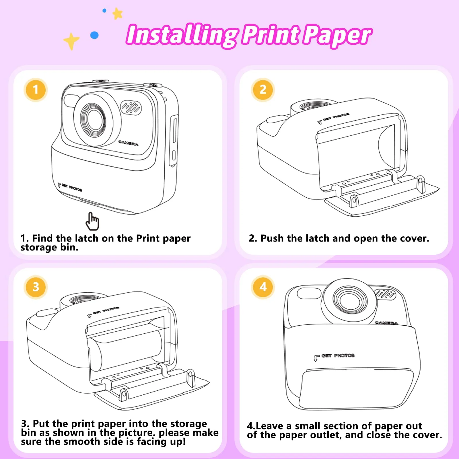 Kids Instant Digital Cameras for Boys and Girls, 1080P HD Dual-Lens Selfie Digital Camera with Print Paper & 32G Card, Christmas Birthday Gifts Toys for Toddler and Teenagers Age 3-16 Years Old - Image 5