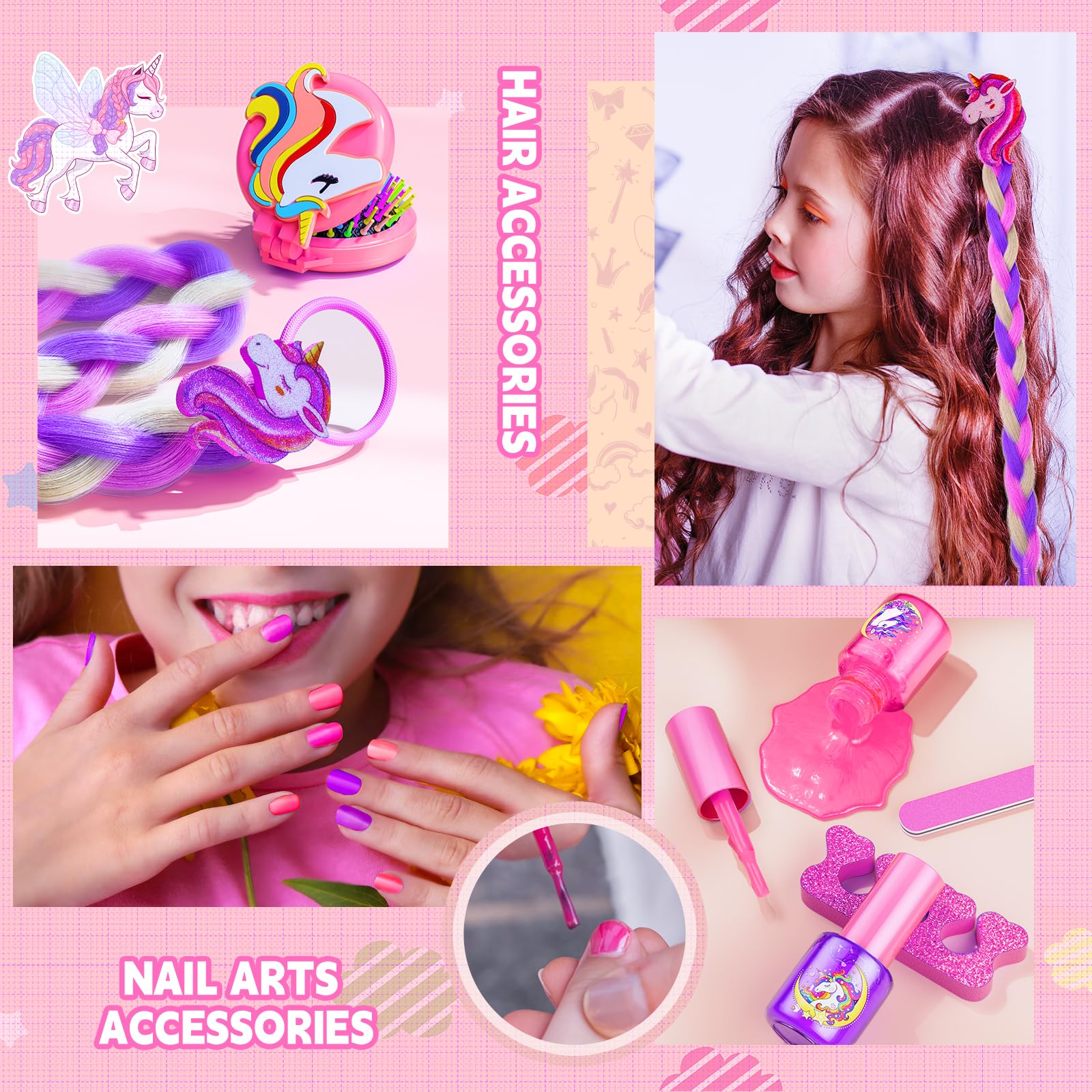 Kids Makeup Kit for Girl - Girls Makeup Kit Toys with Flying Horse Storage Case, Kids Play Makeup Set for Christmas Birthday Gift 3 4 5 6 8 10 11 12+ Years Old - Image 4