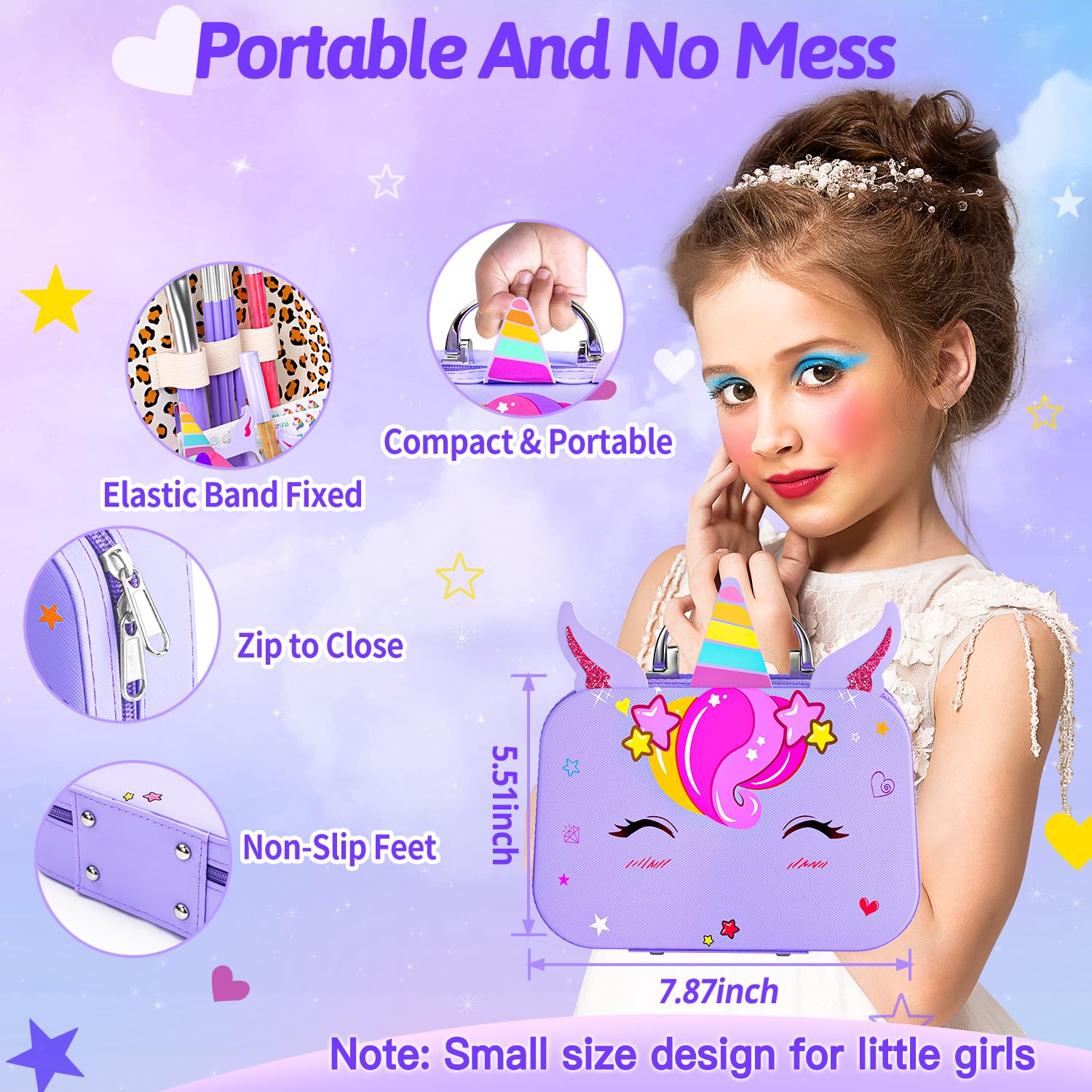 Kids Makeup Kit for Girl - Kids Washable Makeup Girls Toys with Cosmetic Case, Real Girl Makeup Sets for Toddler Kid Children Christmas Birthday Gifts Toys for 3 4 5 6 7 8-12 Year Old Girls - Image 4