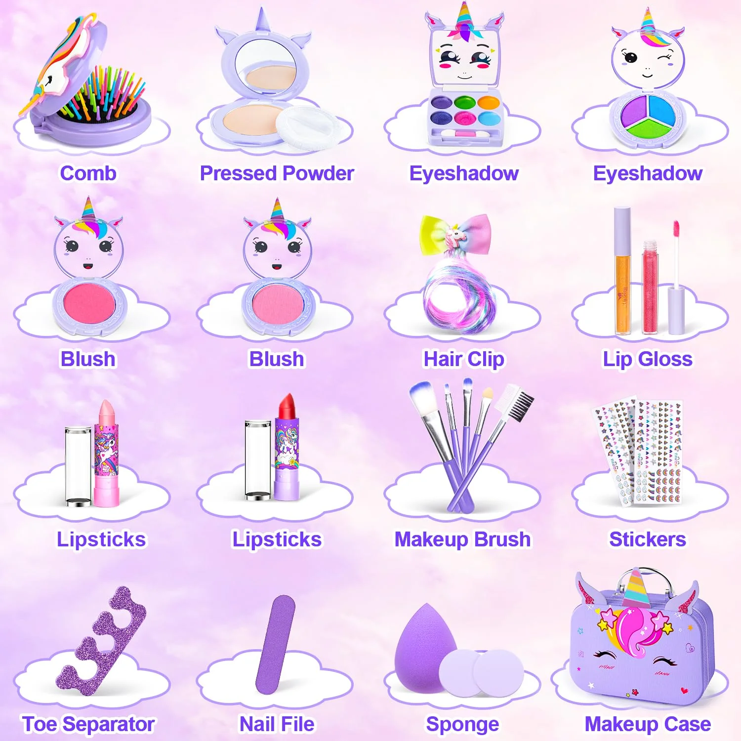 Kids Makeup Kit for Girl - Kids Washable Makeup Girls Toys with Cosmetic Case, Real Girl Makeup Sets for Toddler Kid Children Christmas Birthday Gifts Toys for 3 4 5 6 7 8-12 Year Old Girls - Image 5