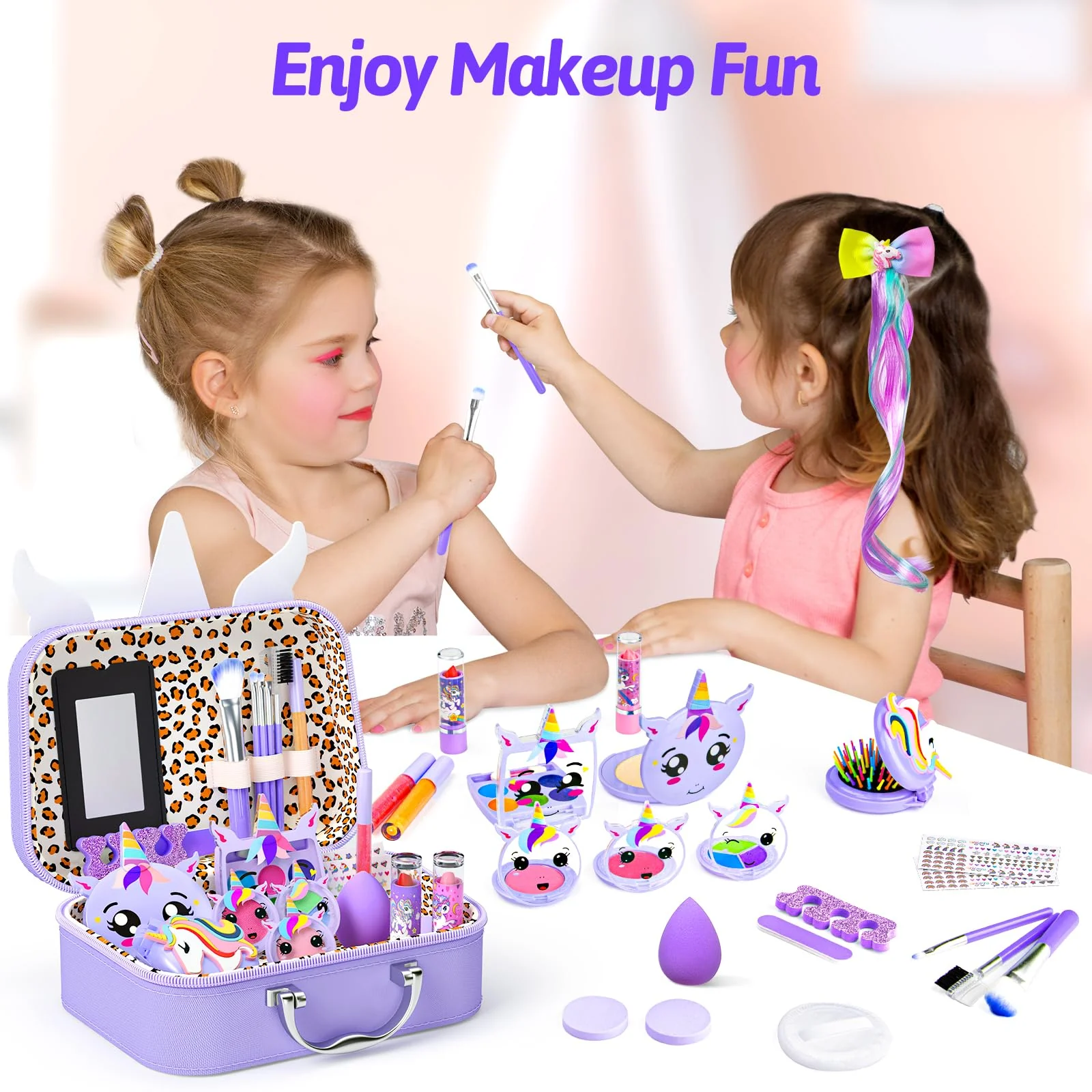 Kids Makeup Kit for Girl - Kids Washable Makeup Girls Toys with Cosmetic Case, Real Girl Makeup Sets for Toddler Kid Children Christmas Birthday Gifts Toys for 3 4 5 6 7 8-12 Year Old Girls - Image 6