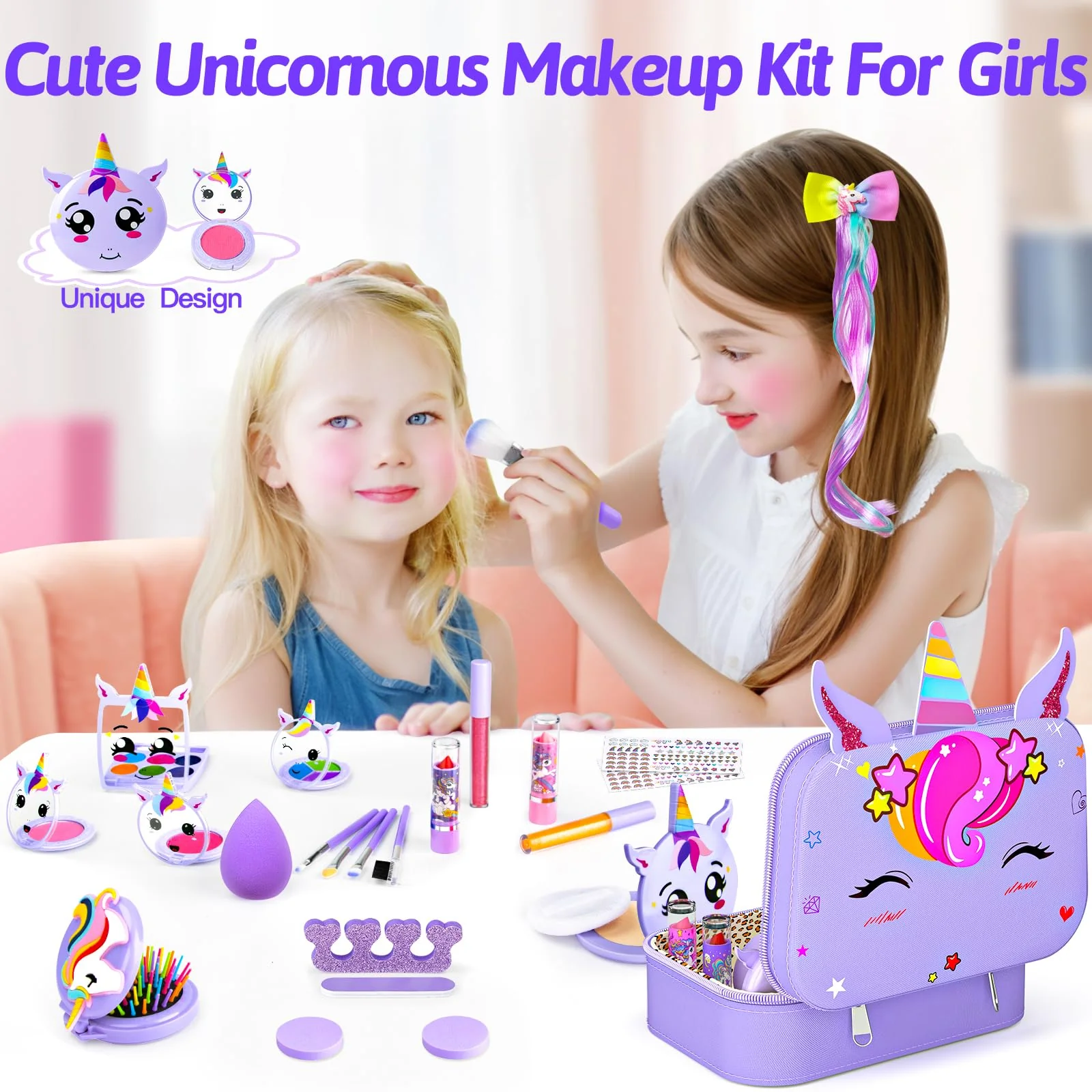 Kids Makeup Kit for Girl - Kids Washable Makeup Girls Toys with Cosmetic Case, Real Girl Makeup Sets for Toddler Kid Children Christmas Birthday Gifts Toys for 3 4 5 6 7 8-12 Year Old Girls - Image 7