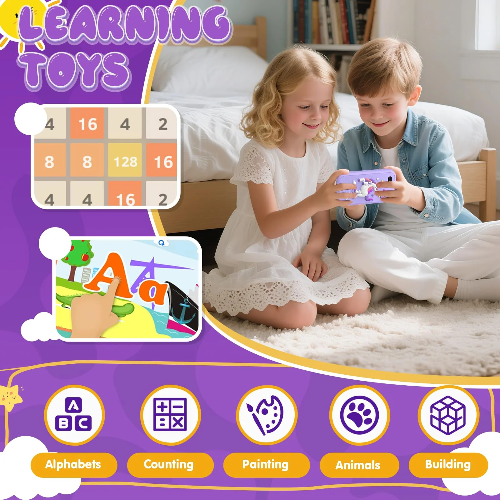 Kids Smart Phone Toys for Girls,Christmas Birthday Gifts for Girls Age 3-10 Kids Cell Phone Toys with 2.8" Touchscreen 20 Learning Games Dual Camera Music Player, 8G SD Card - Image 3