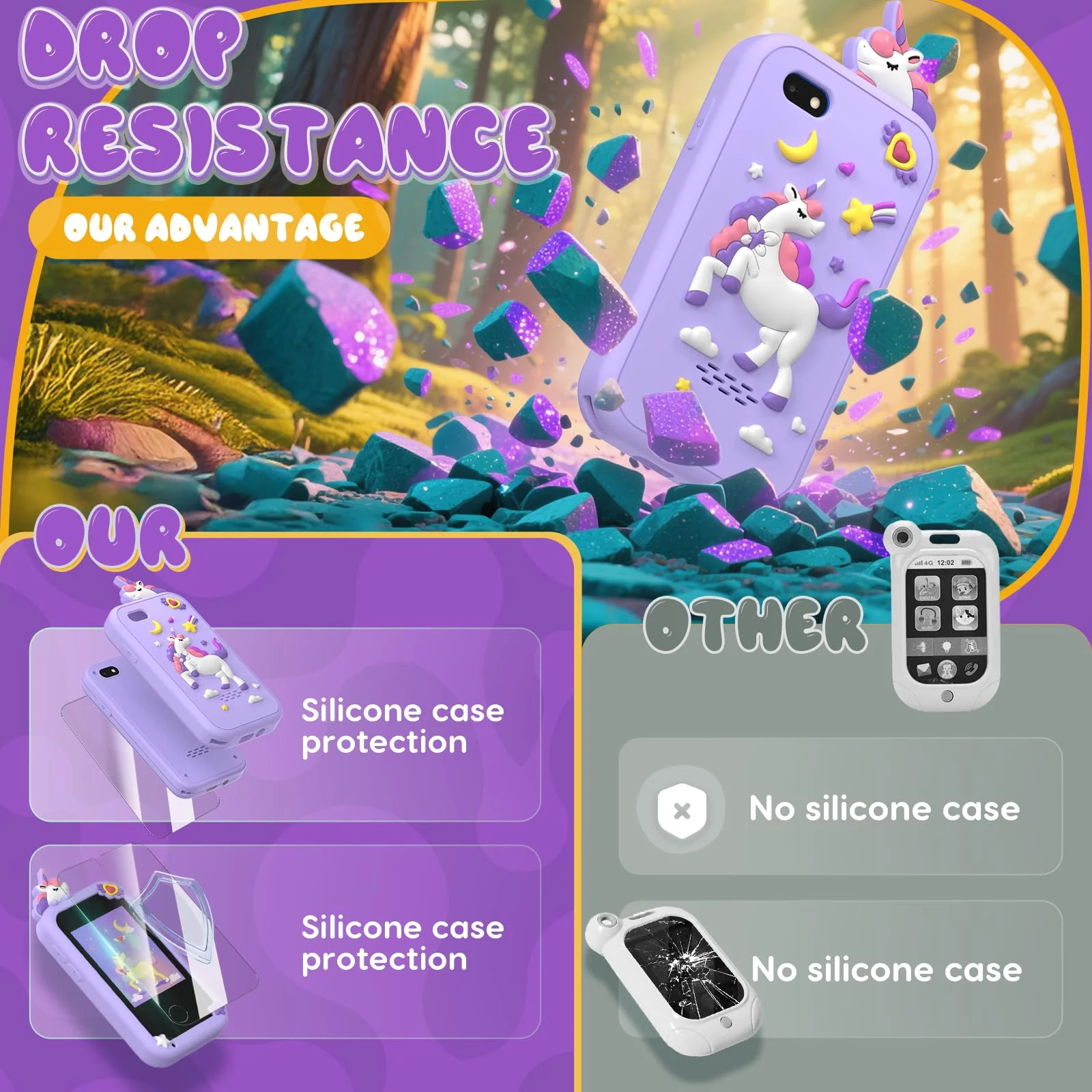 Kids Smart Phone Toys for Girls,Christmas Birthday Gifts for Girls Age 3-10 Kids Cell Phone Toys with 2.8" Touchscreen 20 Learning Games Dual Camera Music Player, 8G SD Card - Image 4
