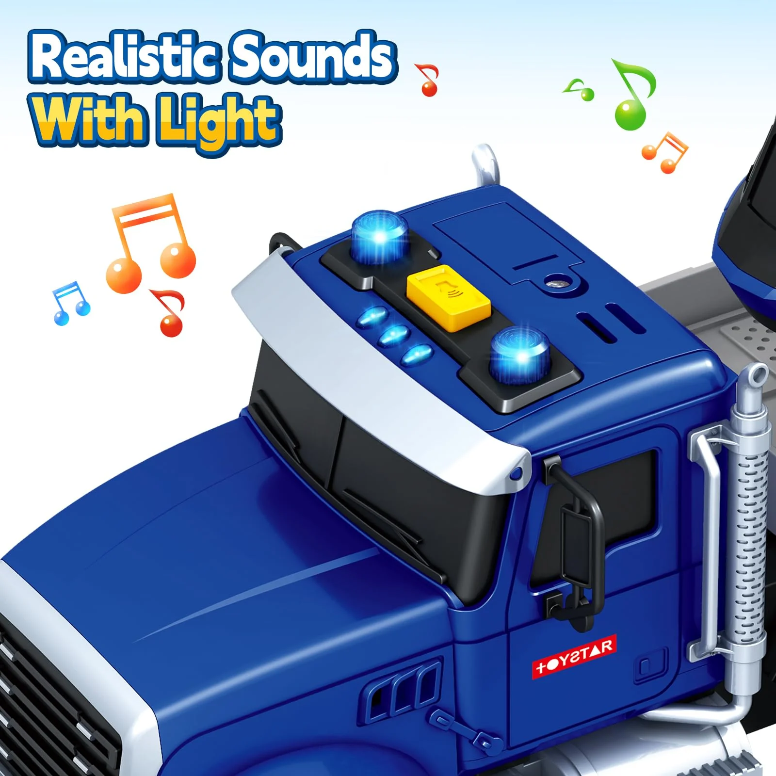 Kids Toys for 3 4 5 6 7 8 Years Old Boys, 20.5" Police Truck Toy with Racing Car and Helicopter, Toddler Friction Powered Truck Vehicle Toy with Lights, Sounds for Boys Girls Christmas Birthday Gifts - Image 4