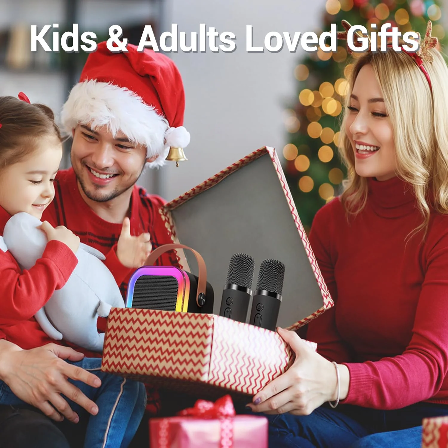 Kinglucky Mini Karaoke Machine for Kids, 2025 TOP Birthday Gifts Ideas for 3-12 Year Old Girls, Christmas Party Gifts Kids' Personal Video Players Accessories with 2 Wireless Microphones - Black - Image 2