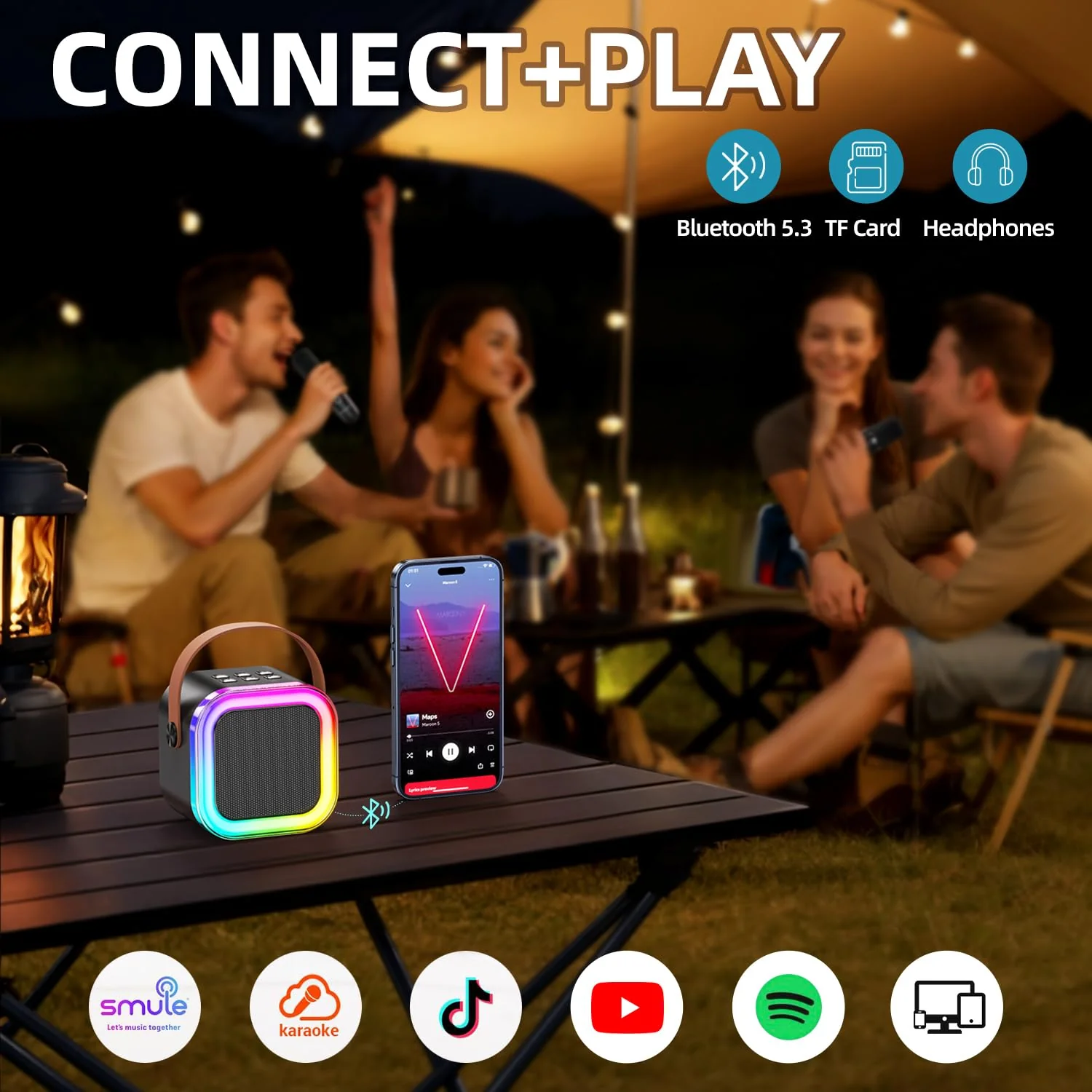 Kinglucky Mini Karaoke Machine for Kids, 2025 TOP Birthday Gifts Ideas for 3-12 Year Old Girls, Christmas Party Gifts Kids' Personal Video Players Accessories with 2 Wireless Microphones - Black - Image 3