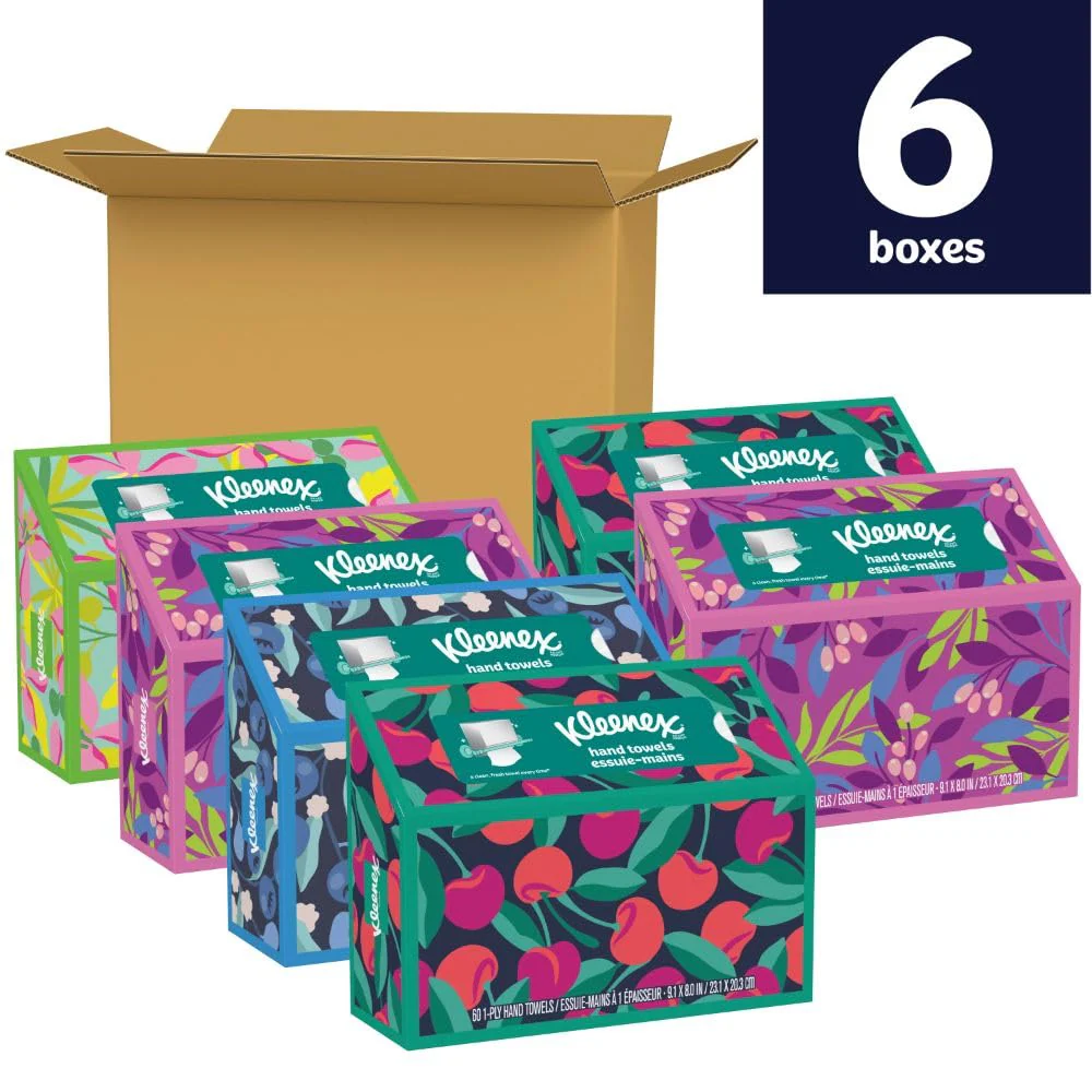 Kleenex Disposable Paper Hand Towels, 6 Boxes, 60 Tissues per Box (360 Total Tissues), Packaging May Vary - Image 9