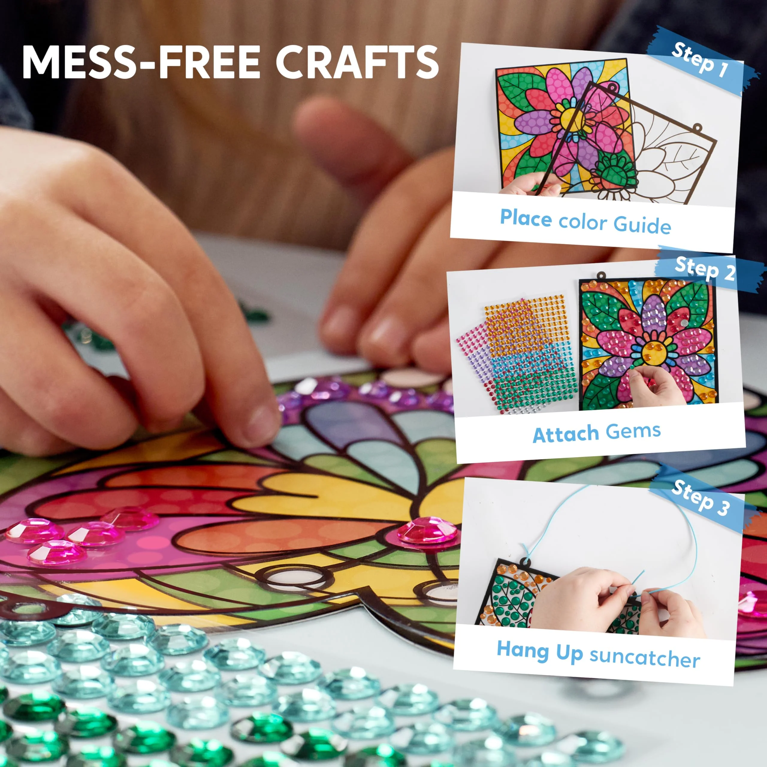 Klever Kits 4PCS Window Art Suncatcher Kits, Fun Gem Painting Kits, Diamond Art and Crafts for Boys Girls, Great Crafts Gift for Kids Birthdays Christmas Ages 6+ - Image 5