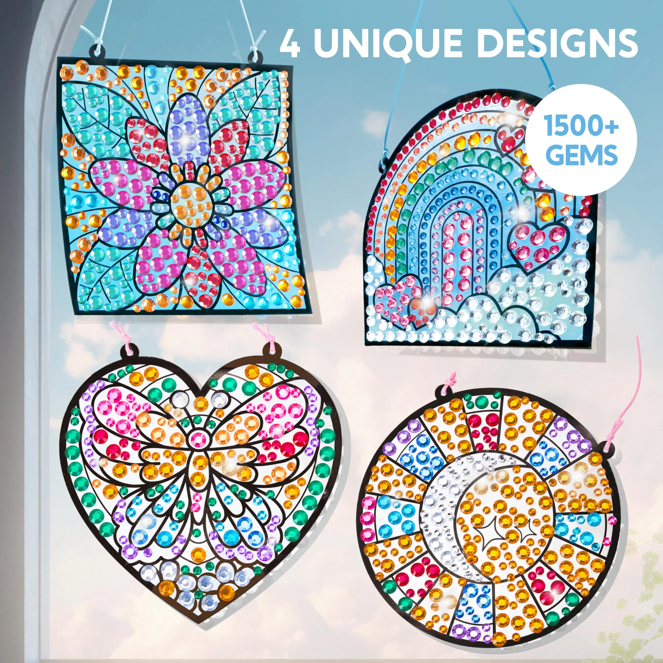 Klever Kits 4PCS Window Art Suncatcher Kits, Fun Gem Painting Kits, Diamond Art and Crafts for Boys Girls, Great Crafts Gift for Kids Birthdays Christmas Ages 6+ - Image 6