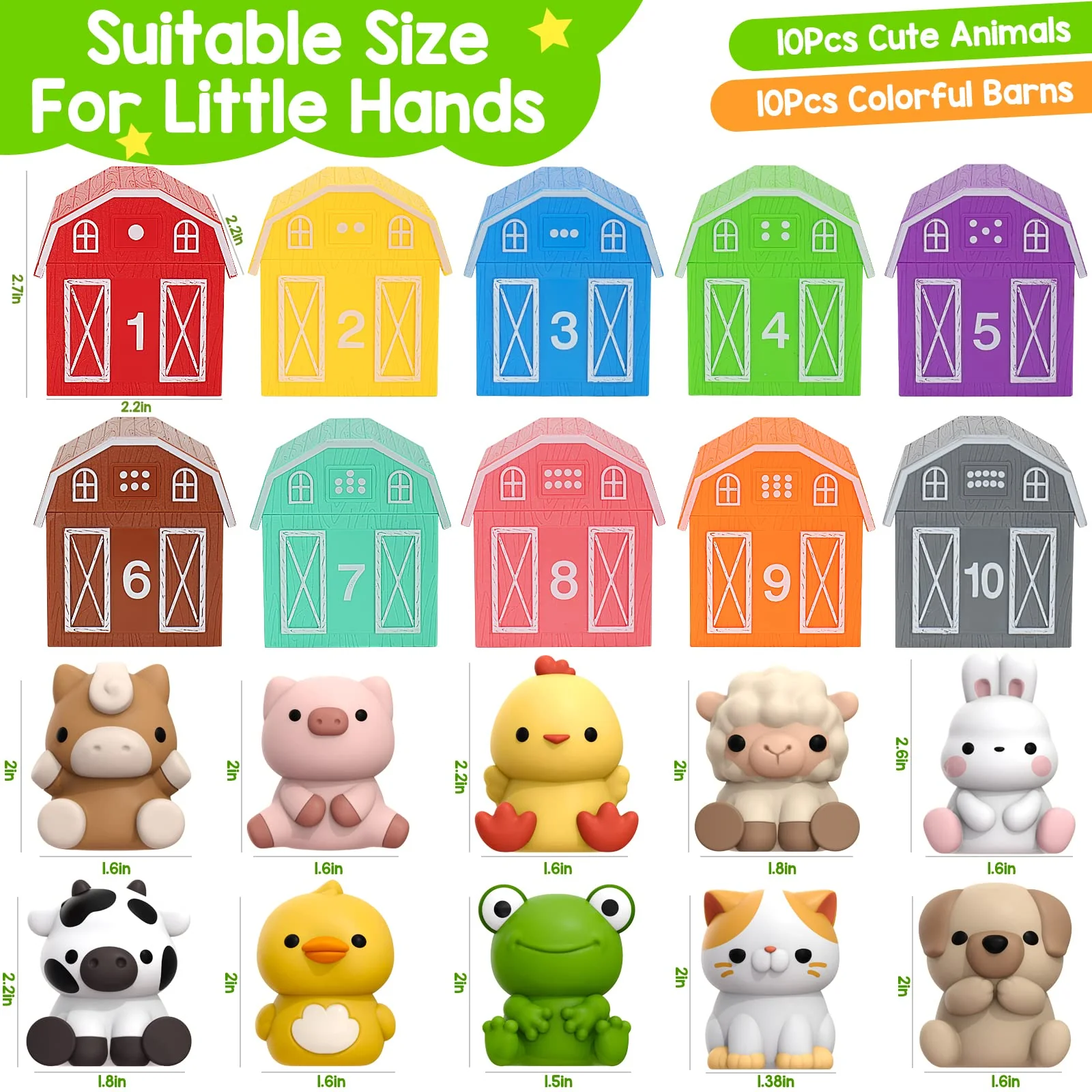 KMUYSL Toys for 1,2,3 Year Old Boys Girls, Farm Animals Toys Playset, Counting Skill, Color Matching, Christmas Birthday Easter Educational Gift for Baby Toddler Boys Girls Age 12-18 Months - Image 4
